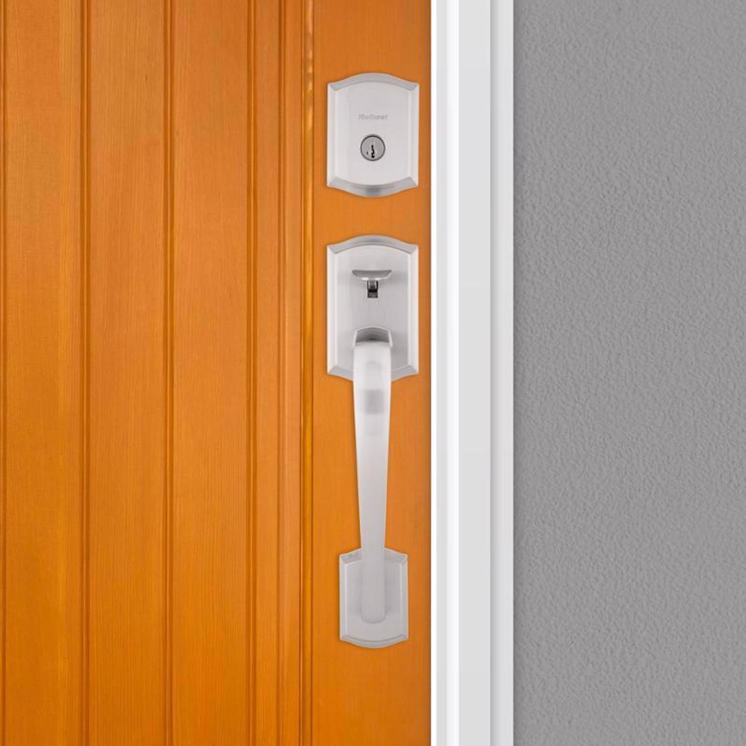 Kwikset Prescott Satin Nickel Entry Handleset 1-3/4 in.
