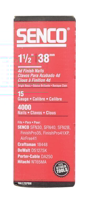 Senco 1-1/2 in. L X 15 Ga. Angled Strip Bright Finish Nails 34 deg 4000 pk