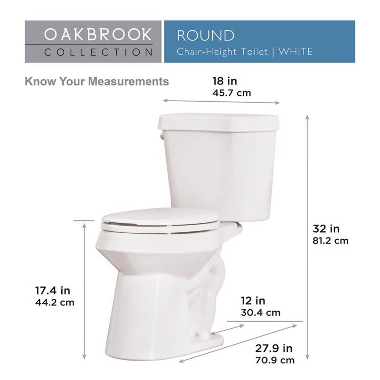 Oakbrook Collection ADA Compliant 1.28 gal White Round Complete Toilet Kit