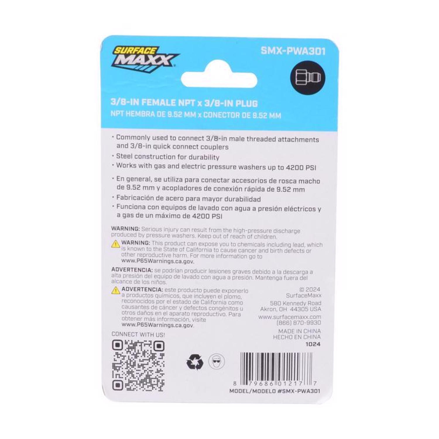 SurfaceMaxx 3/8-in Female NPT x 3/8-in Quick Connect Plug 4200 psi