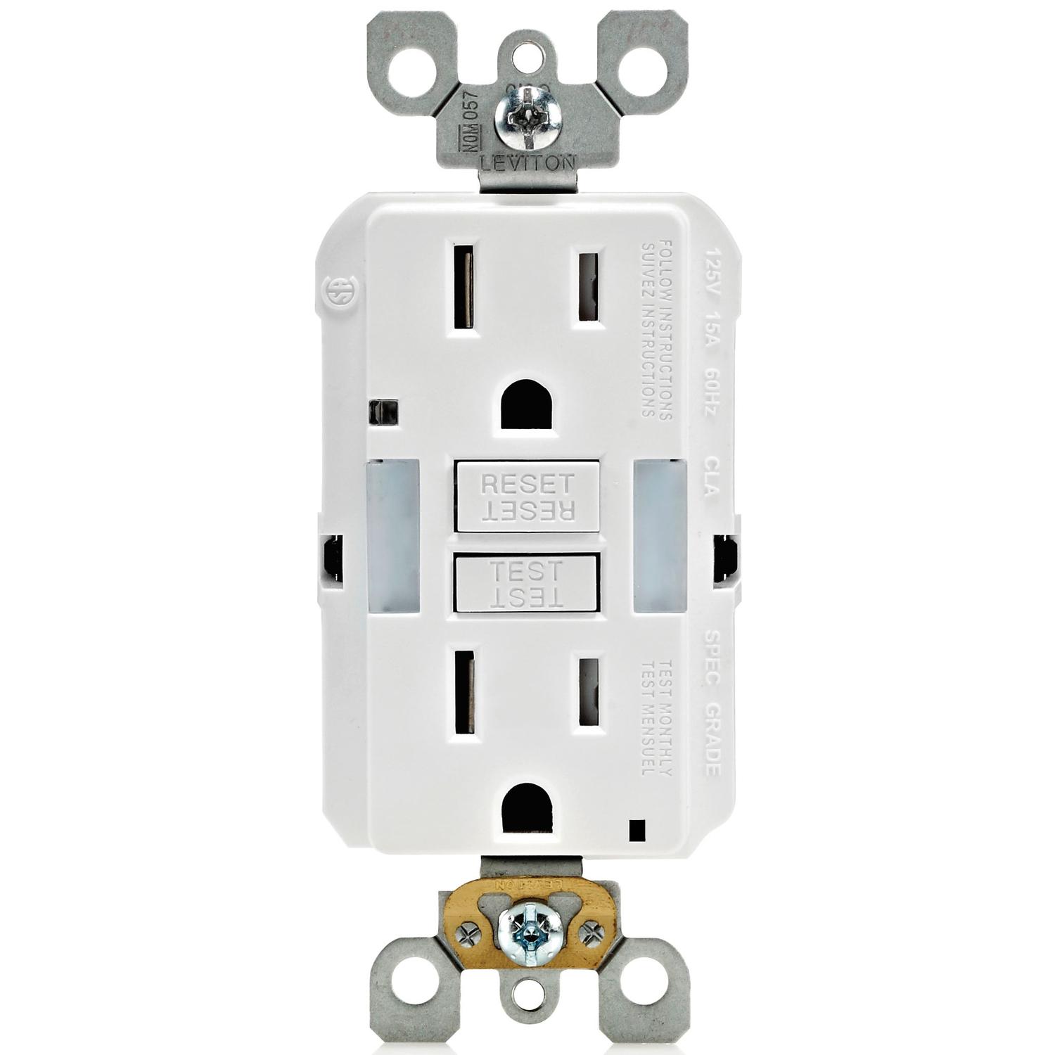 Leviton SmartlockPro 15 amps 125 V Duplex White GFCI Outlet 5-15R 1 pk