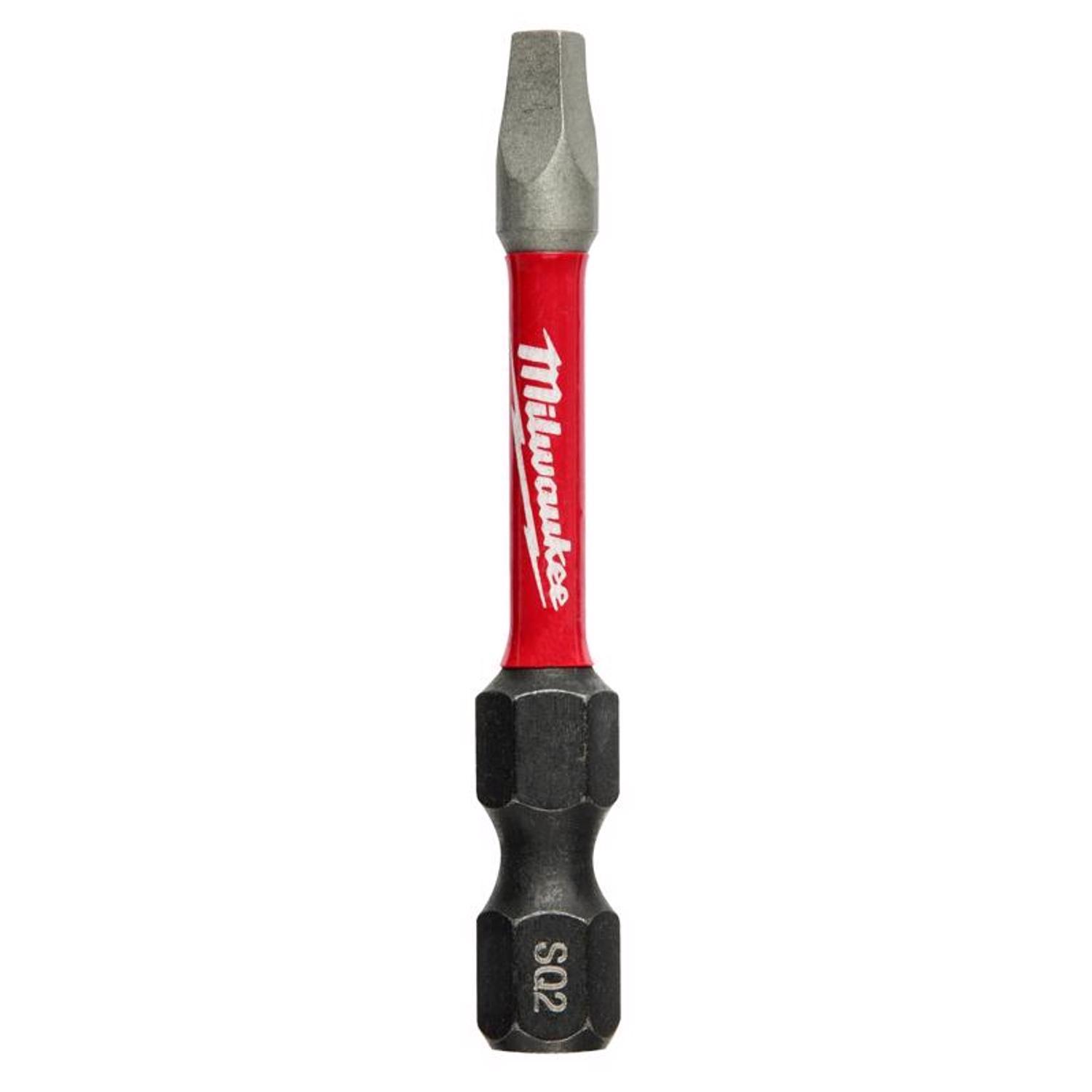 Milwaukee Shockwave Square Recess #2 X 2 in. L Impact Power Bit Steel 15 pc