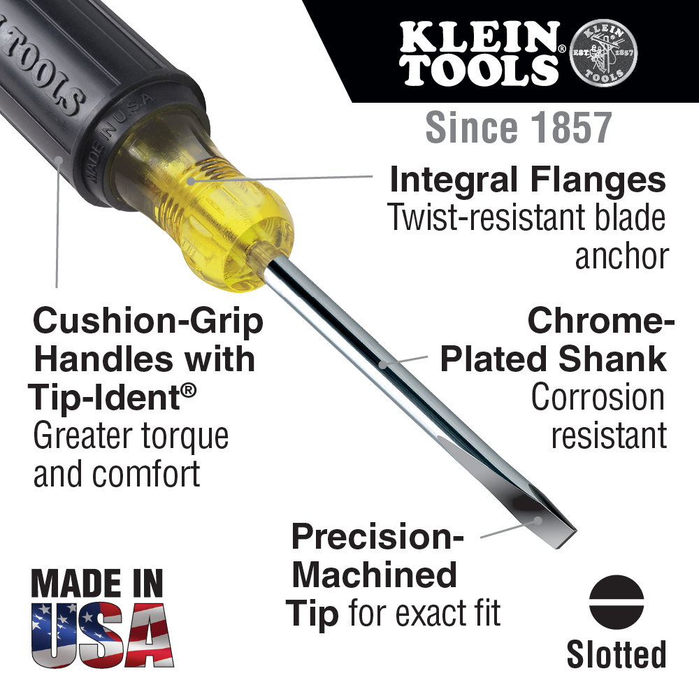 Klein Screwdriver Set, 1/4 Keystone and #2 Phillips, Cushion-Grip, 2-Piece