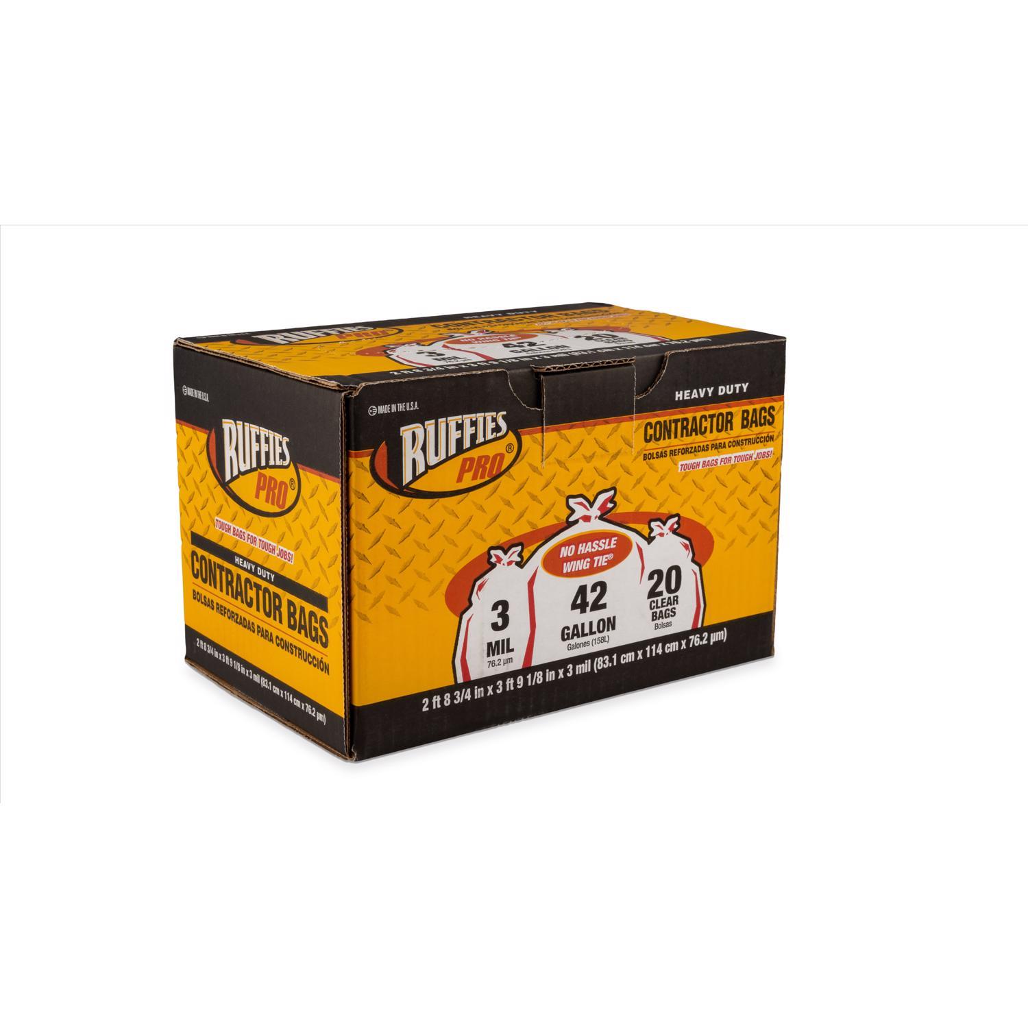 Ruffies Pro 42 gal Contractor Bags Wing Ties 20 pk 3 mil