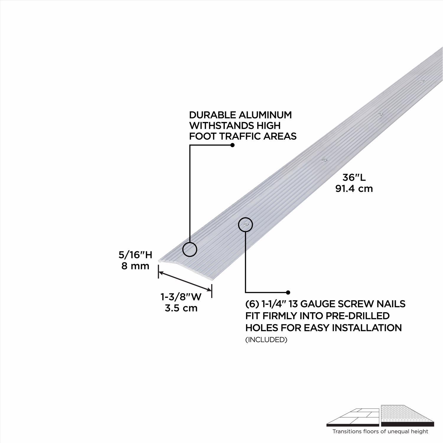 M-D Building Products 0.3 in. H X 1.38 in. W X 36 in. L Prefinished Silver Aluminum Carpet Trim