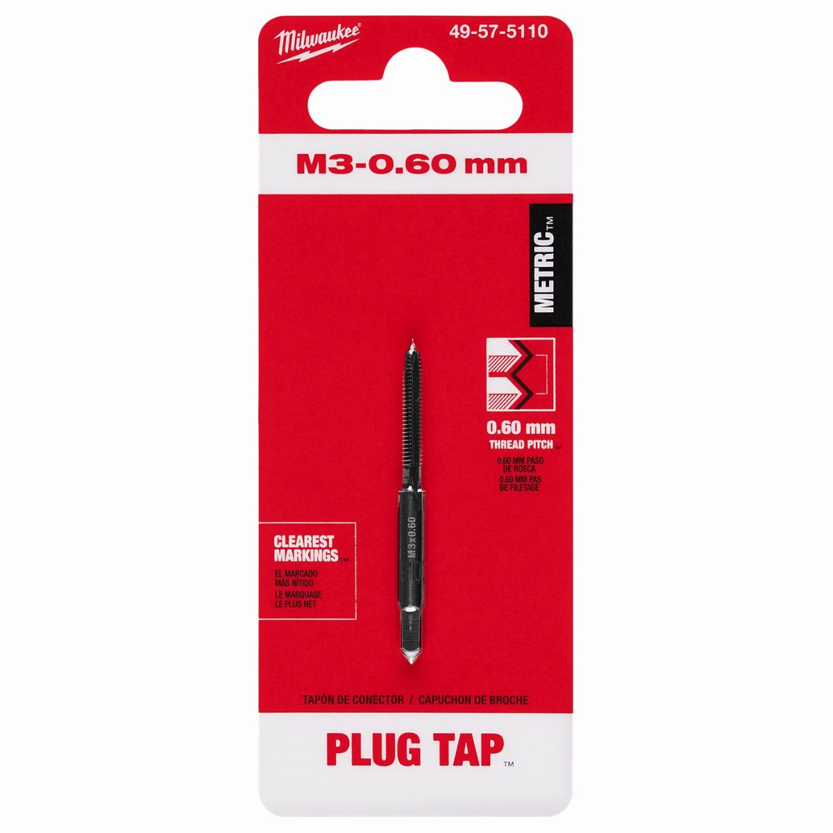 Milwaukee Metric M3x0.6 mm Straight Plug Tap