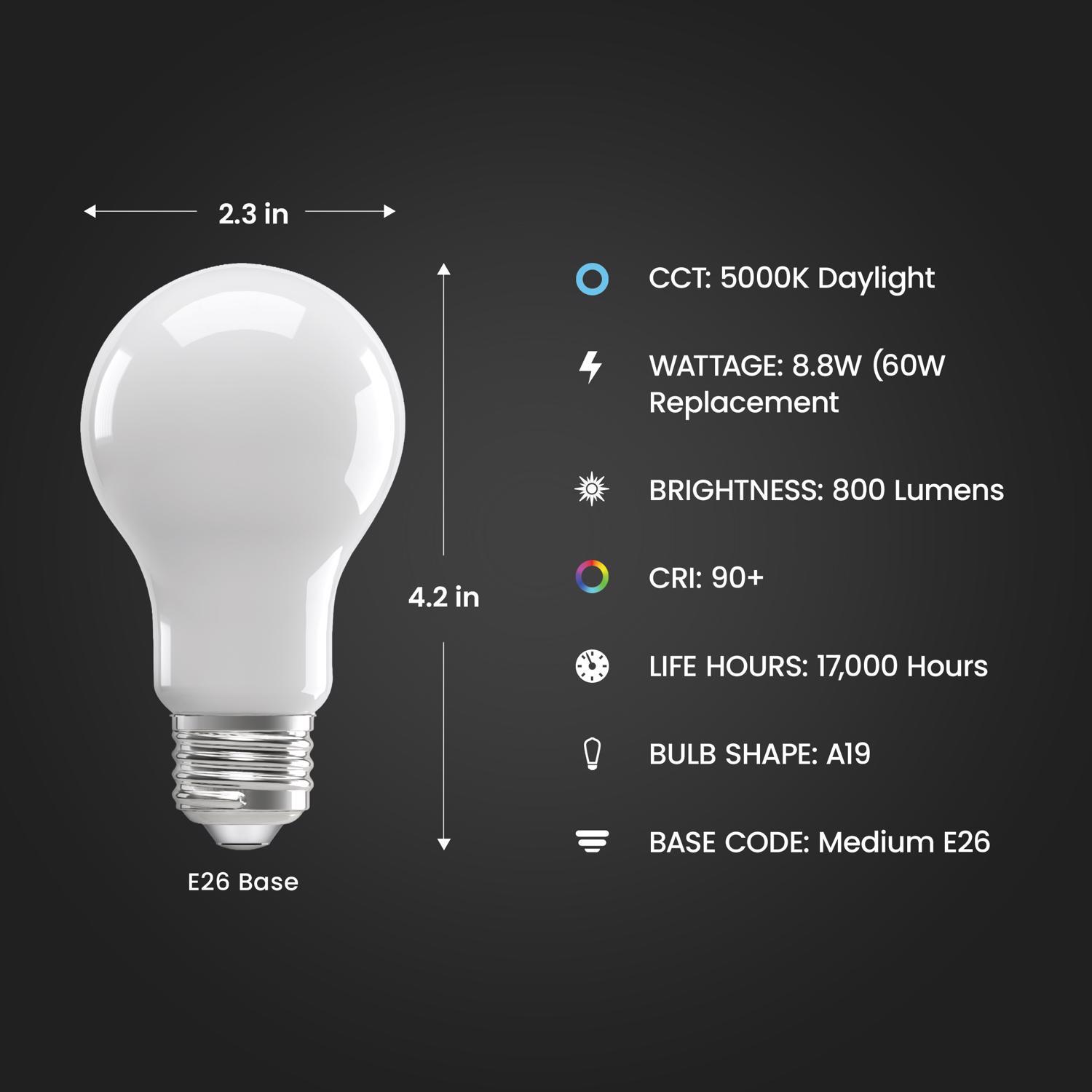 Feit Enhance A19 E26 (Medium) LED Bulb Daylight 60 Watt Equivalence 4 pk
