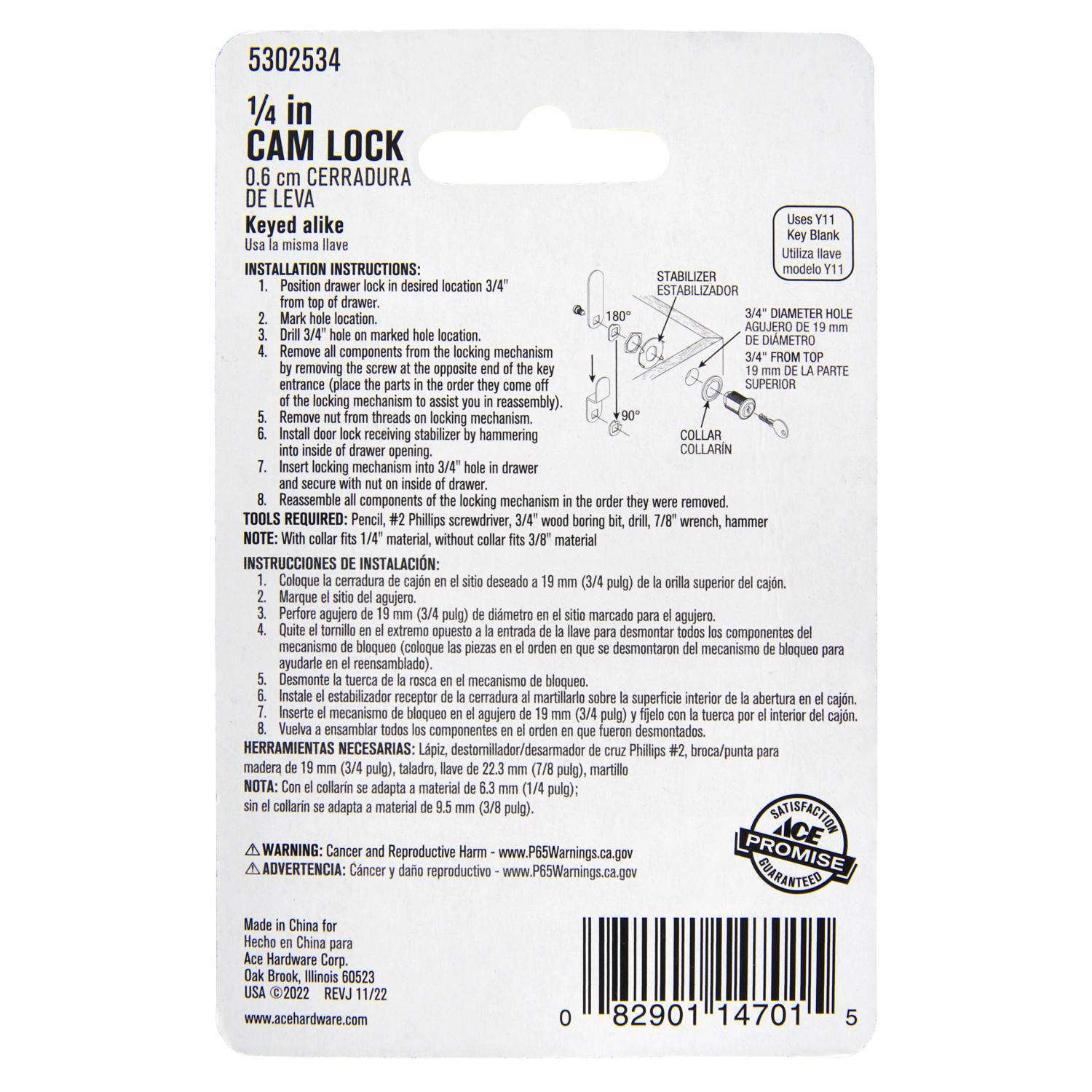 Ace Bright Brass Yellow Brass Cam Lock