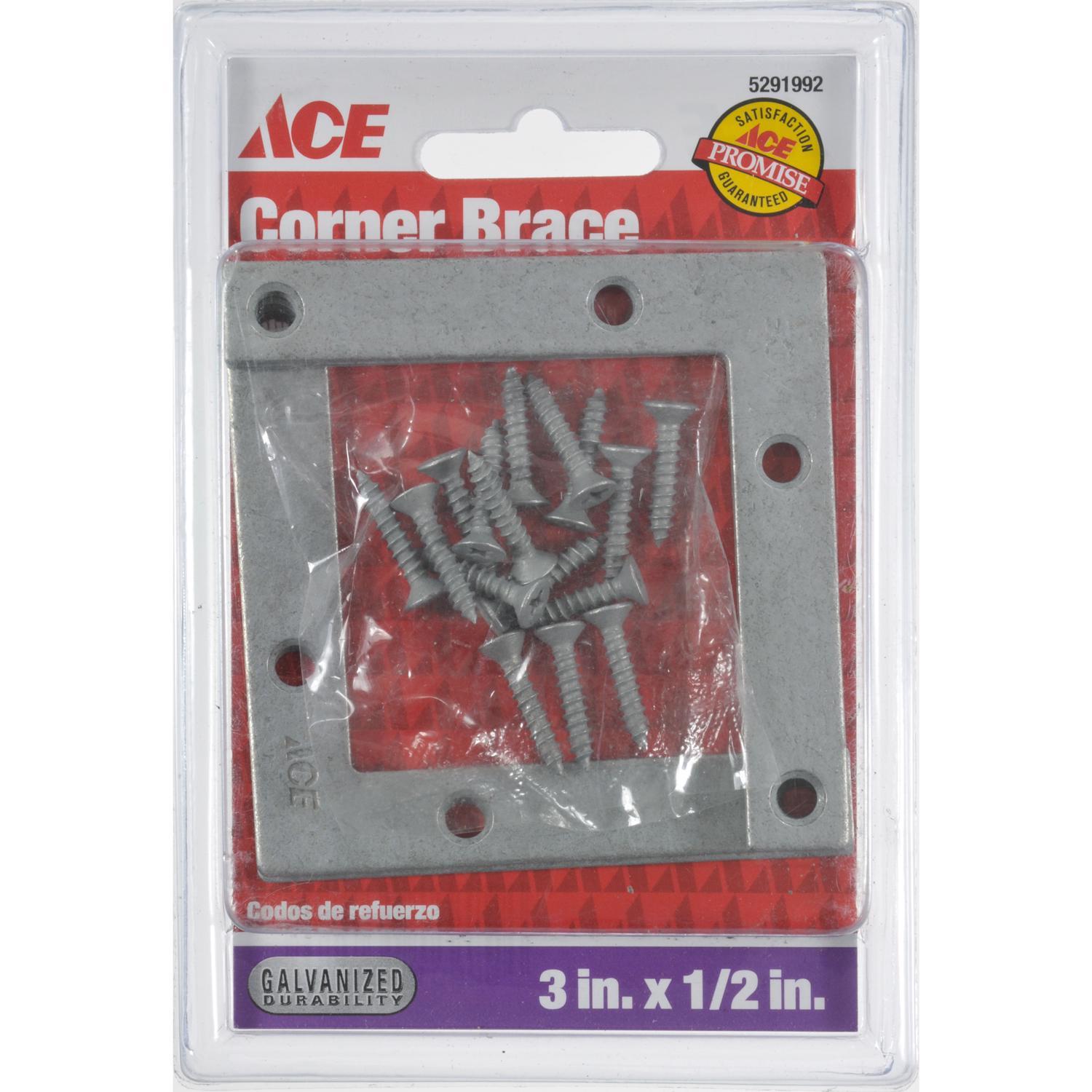 Ace 3 in. H X 3.75 in. W X 3 in. D Steel Flat Corner Brace