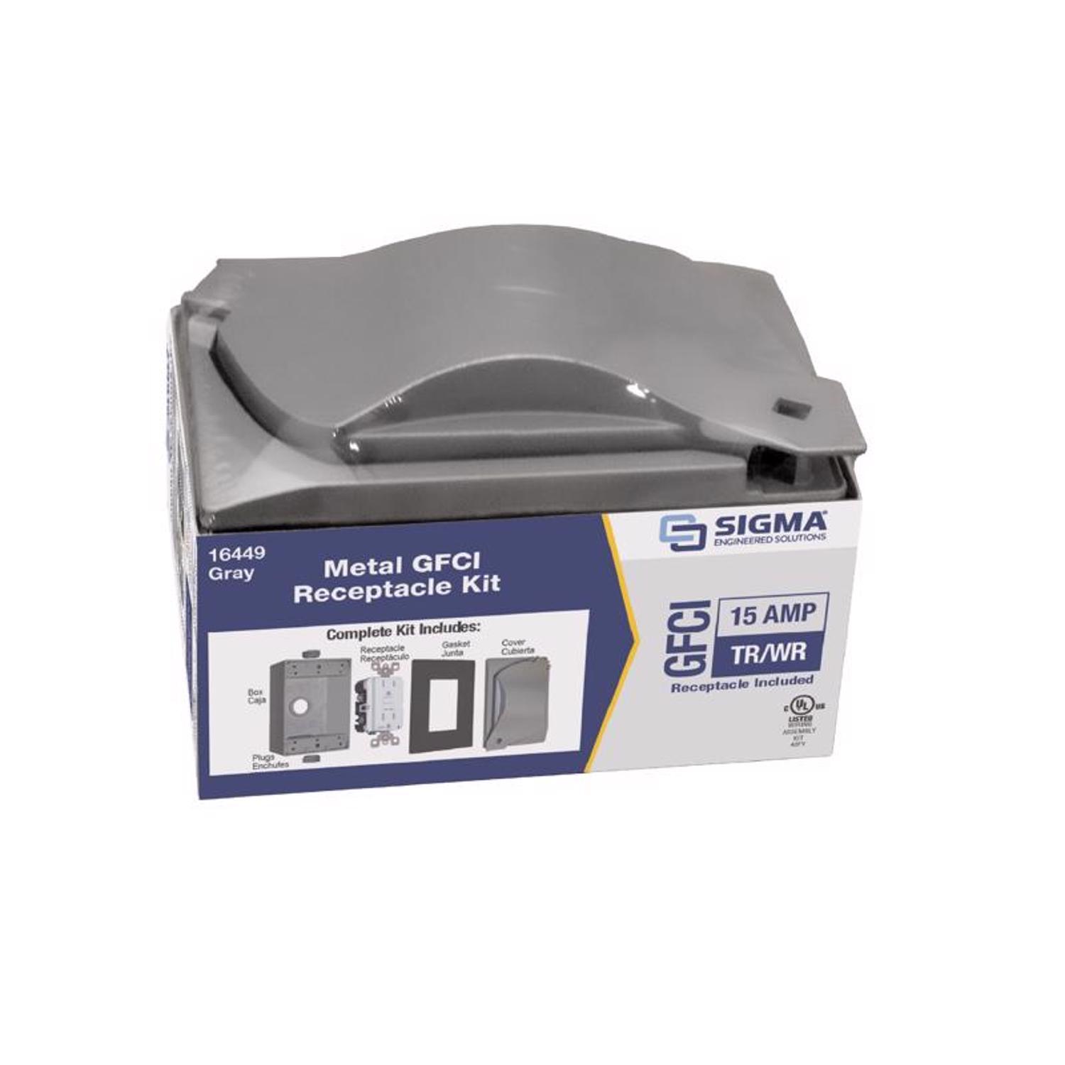 Sigma Engineered Solutions Rectangle Metal 1 gang 4.58 in. H X 2.83 in. W GFCI Outlet Kit