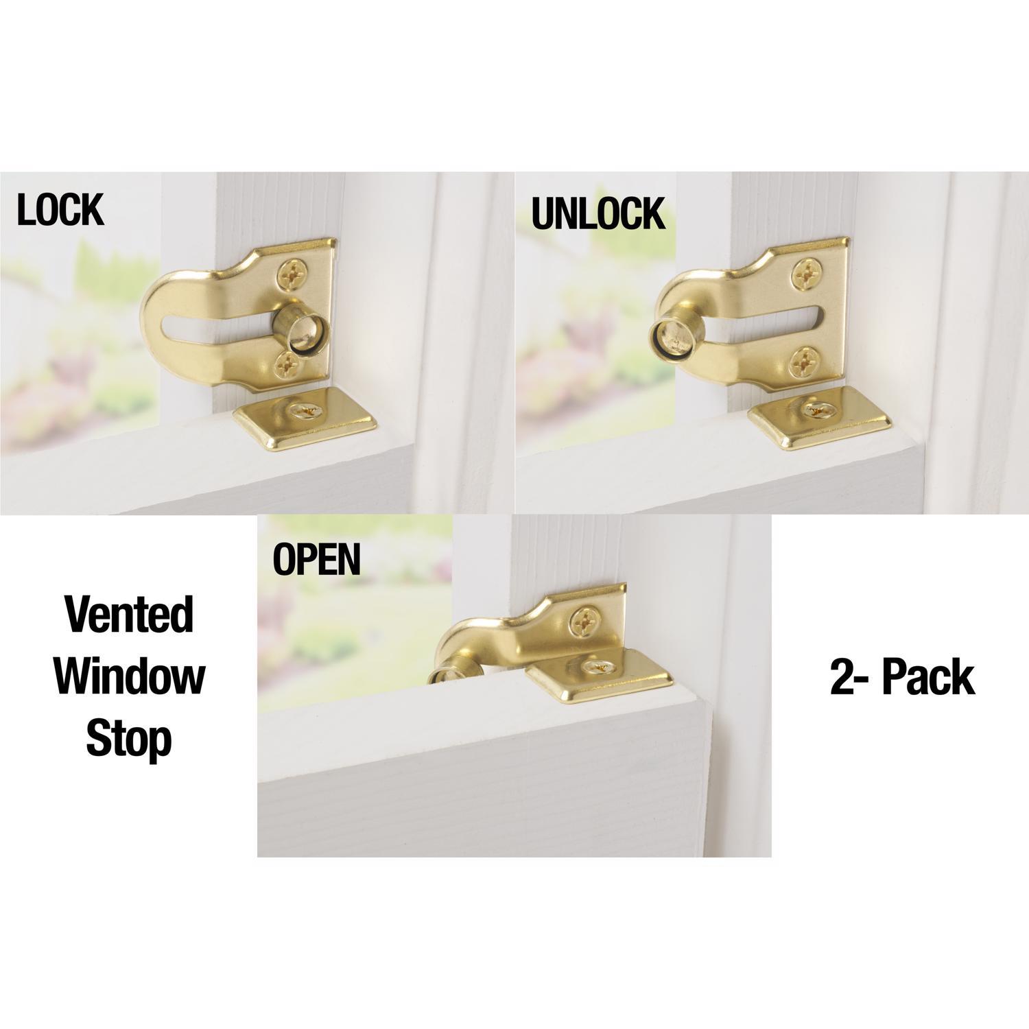 Ace Metallic Brass Window Lock 2 pk