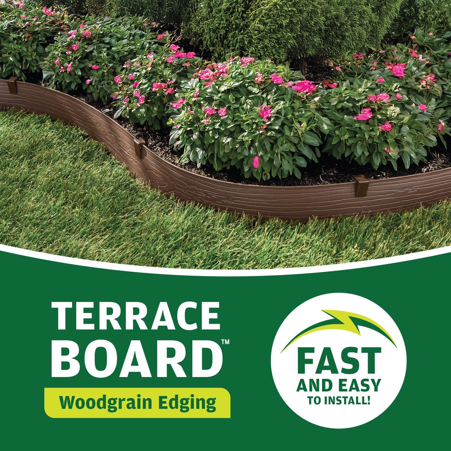 Master Mark Terrace Board 40 ft. L X 4 in. H Plastic Brown Lawn Edging