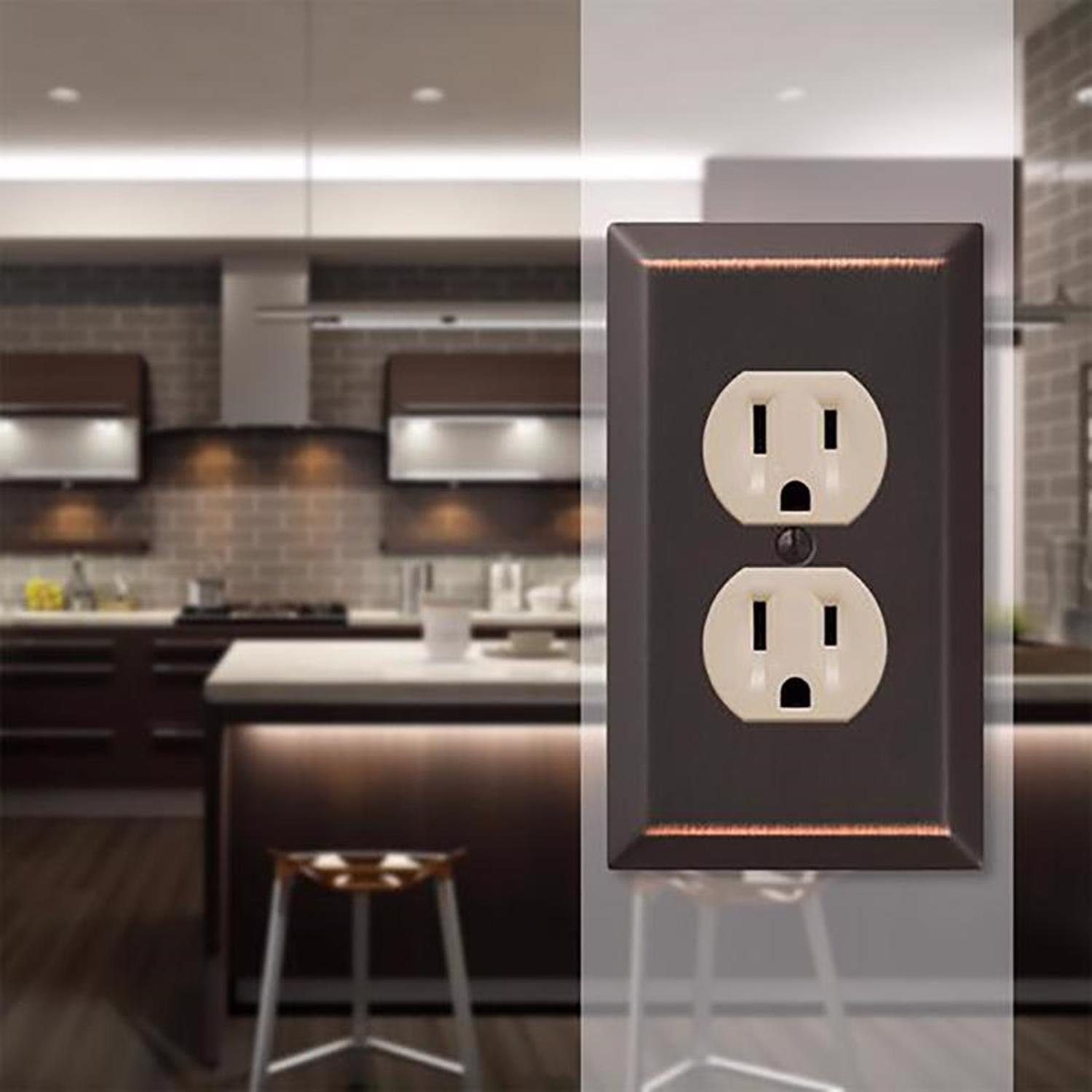 Amerelle Century Aged Bronze 1 gang Stamped Steel Duplex Wall Plate 1 Pack