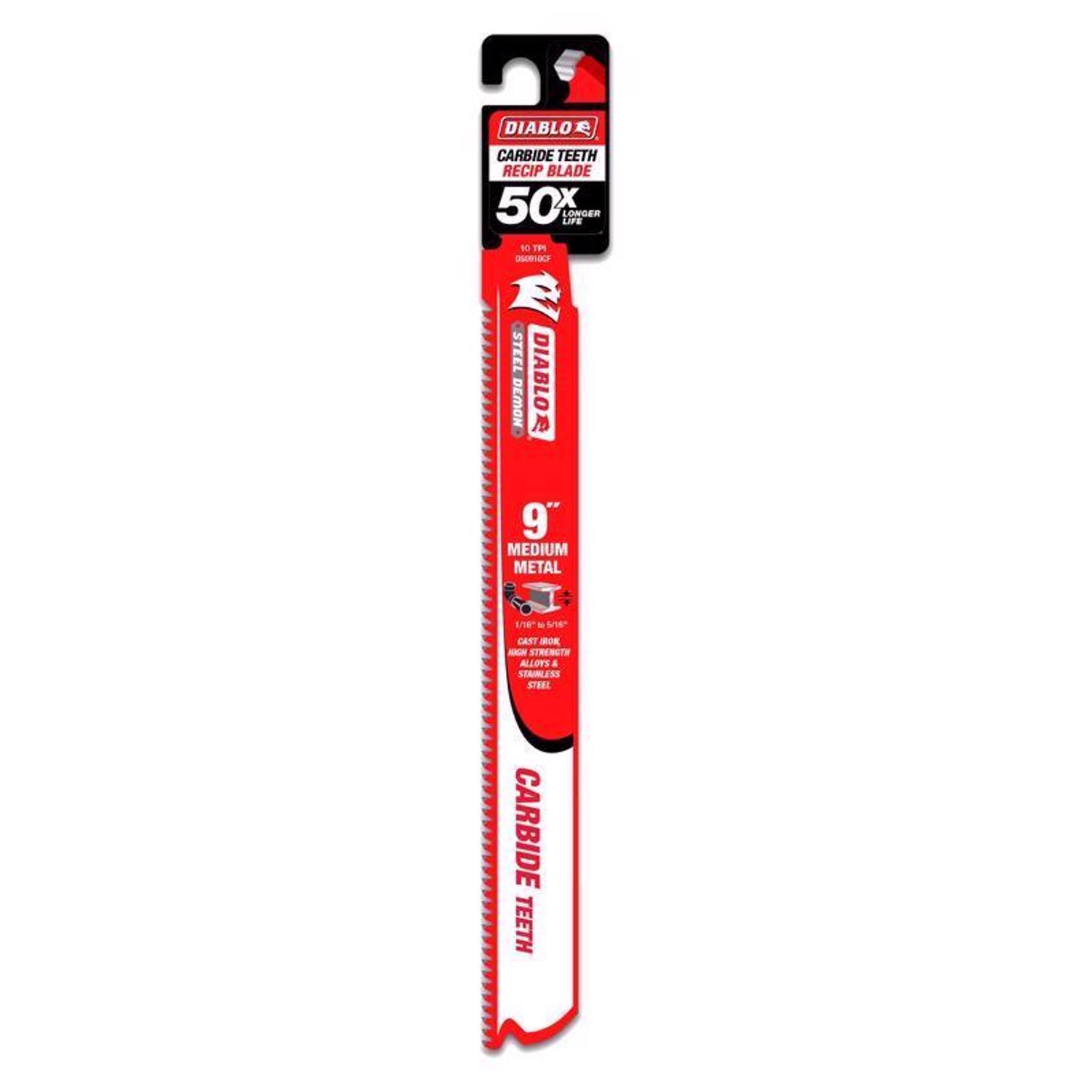 Diablo Steel Demon 9 in. Carbide Medium Metal Reciprocating Saw Blade 10 TPI 1 pk