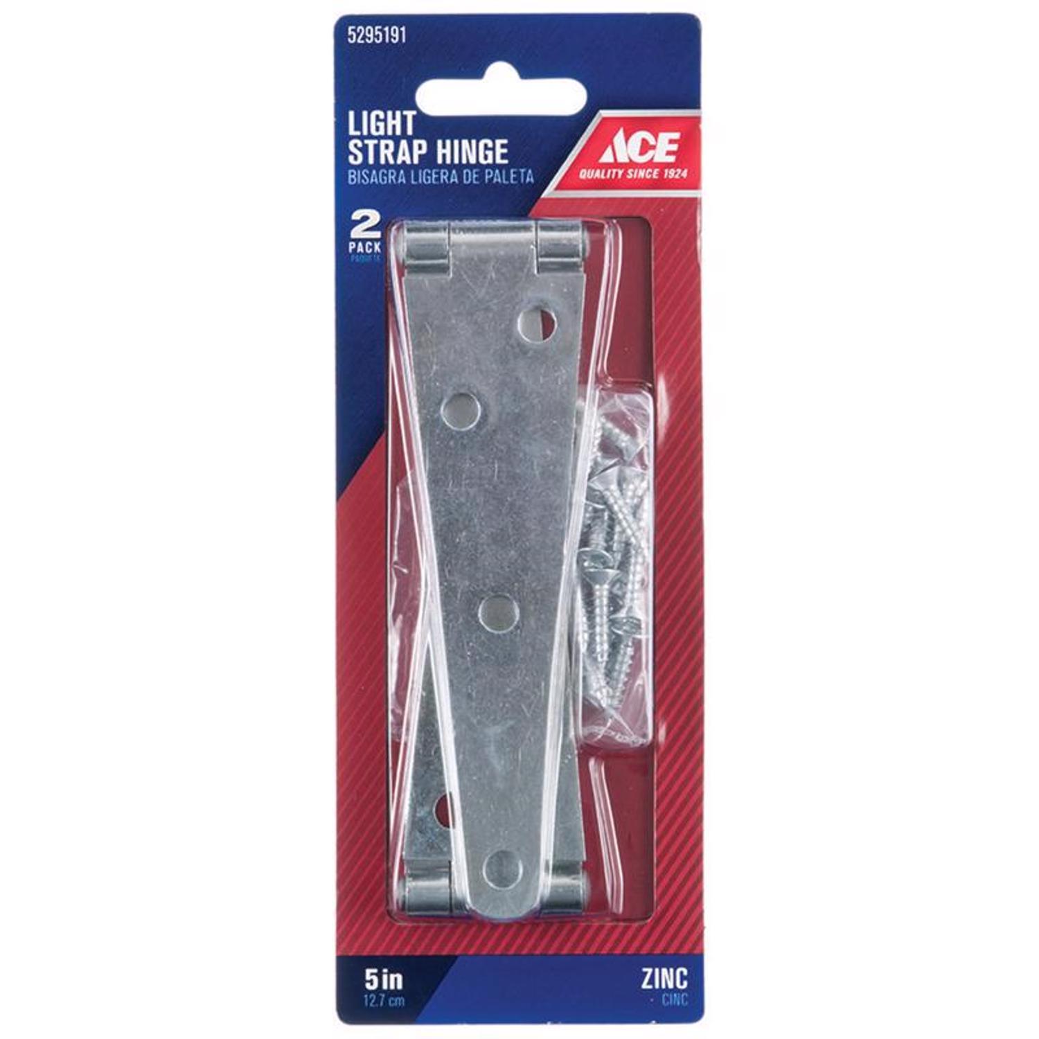 Ace 5 in. L Zinc-Plated Light Duty Strap Hinge 2 pk