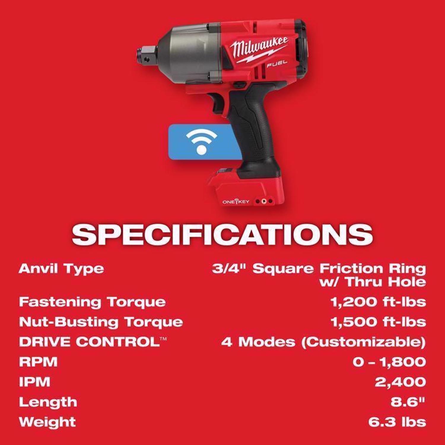 Milwaukee M18 FUEL 3/4 in. Cordless Brushless High Torque Impact Wrench Tool Only