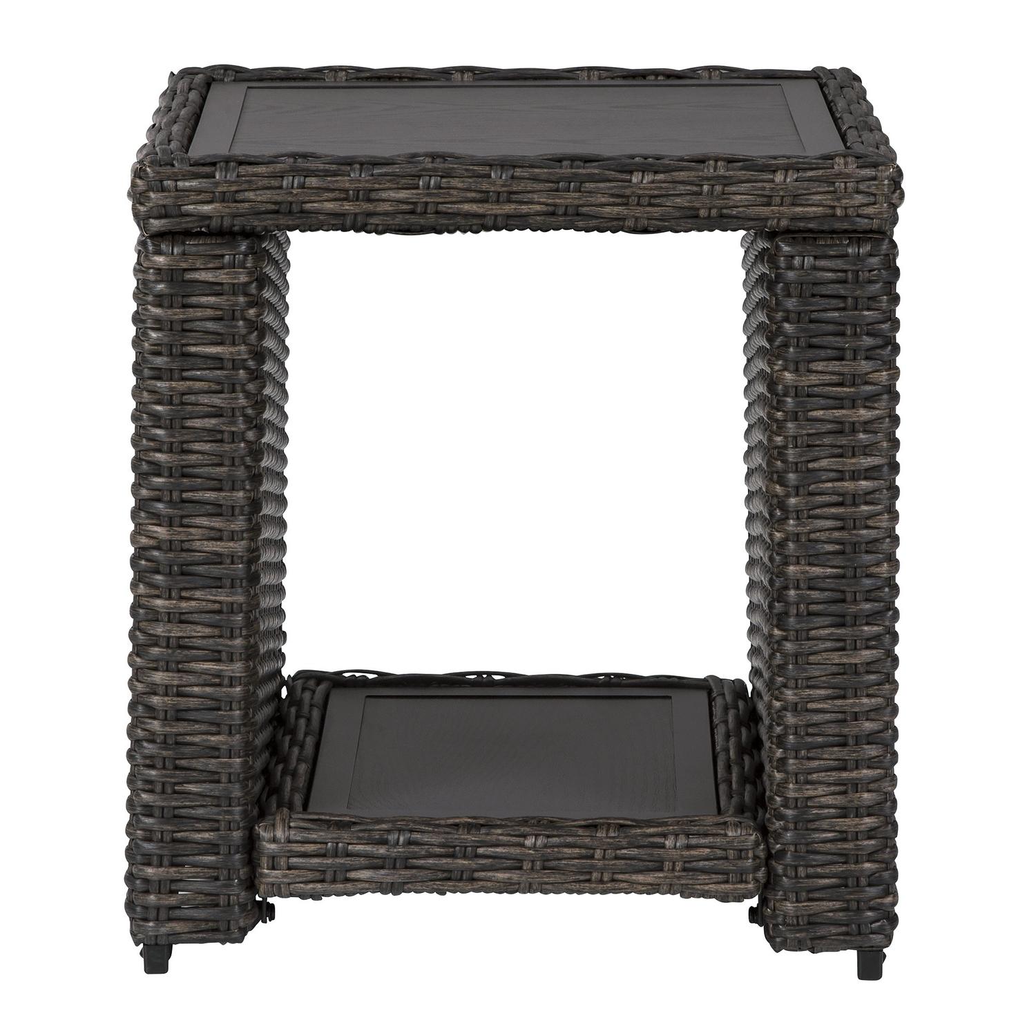 Signature Design by Ashley Grasson Lane Brown Square Aluminum Contemporary End Table
