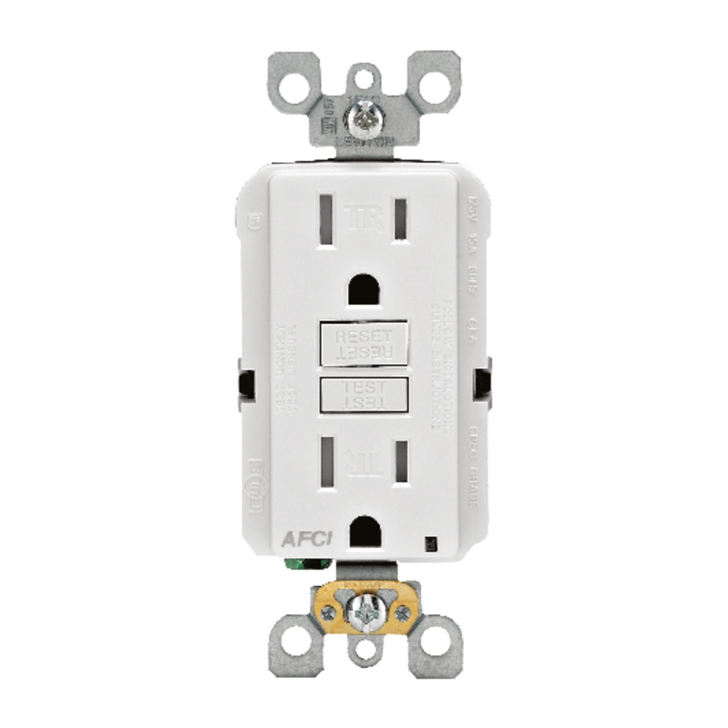 Leviton SmartlockPro 15 amps 125 V Duplex White AFCI Outlet 5-15R 1 pk