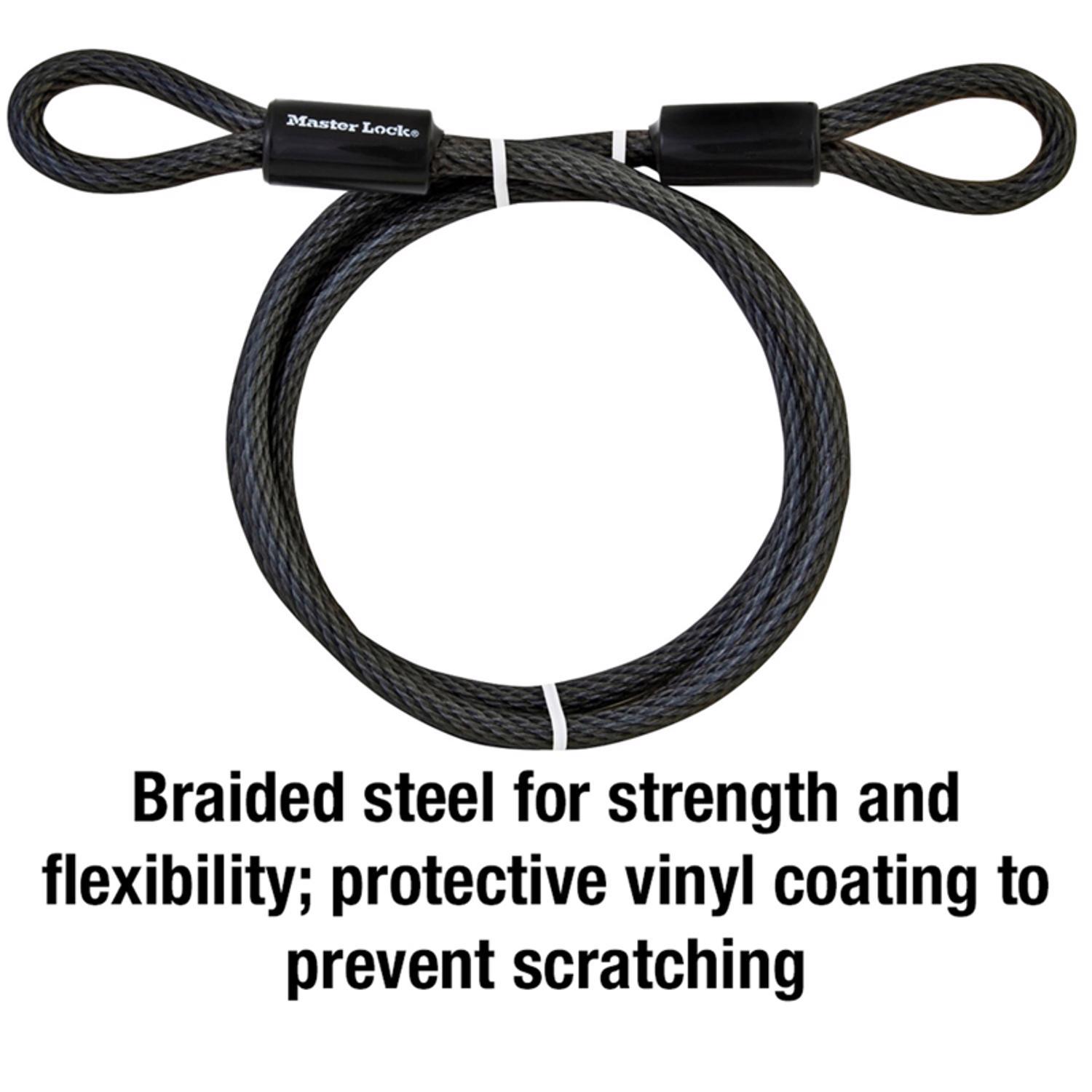 Master Lock 3/8 in. D X 72 in. L Vinyl Coated Steel Flexible Braided Steel Cable