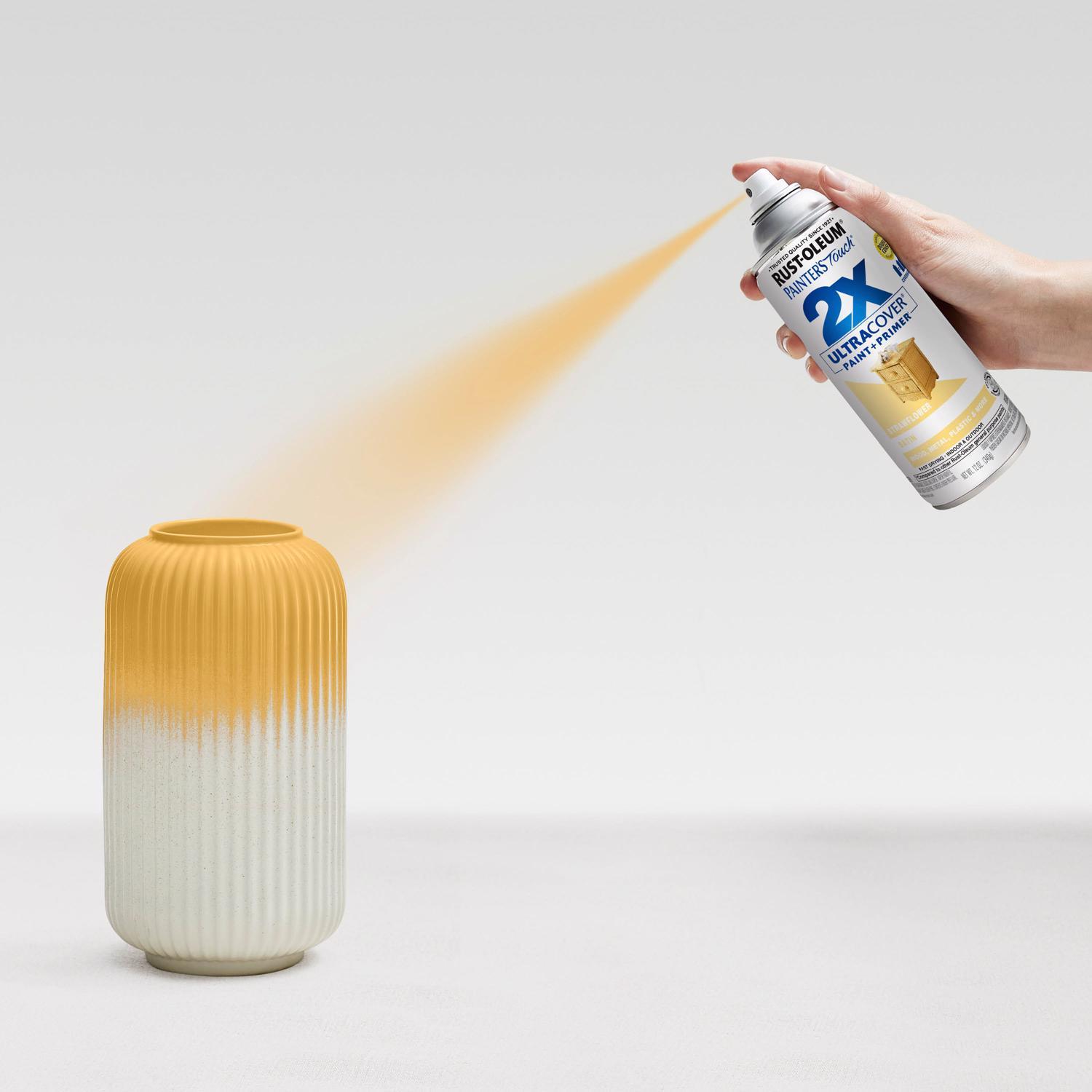 Rust-Oleum Painter's Touch 2X Ultra Cover Satin Strawflower Paint+Primer Spray Paint 12 oz