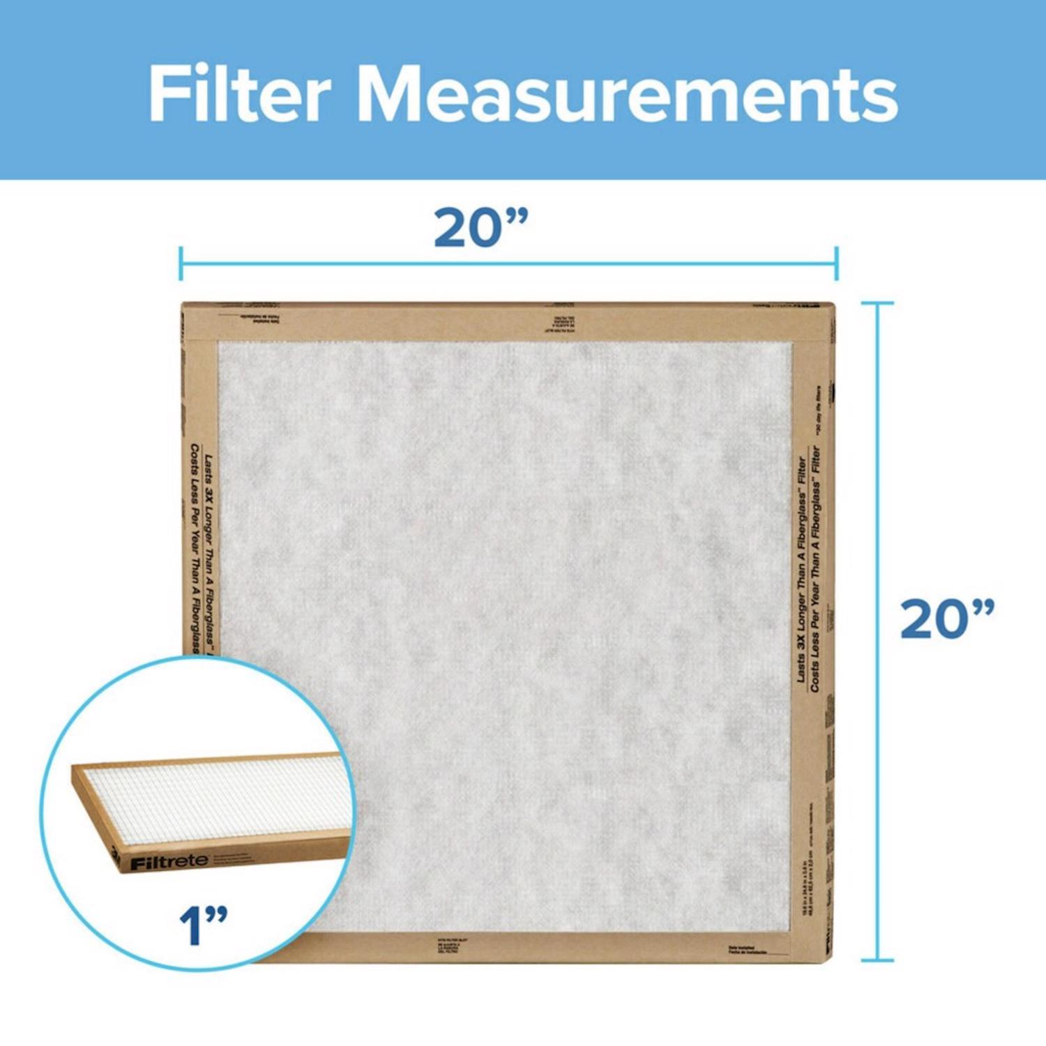 Filtrete 20 in. W X 20 in. H X 1 in. D Synthetic 2 MERV Flat Panel Filter 2 pk