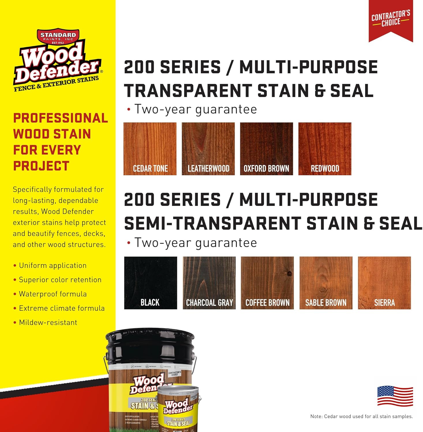 Wood Defender 200 Series Cedar Tone Semi-Transparent Stain & Sealer gallon
