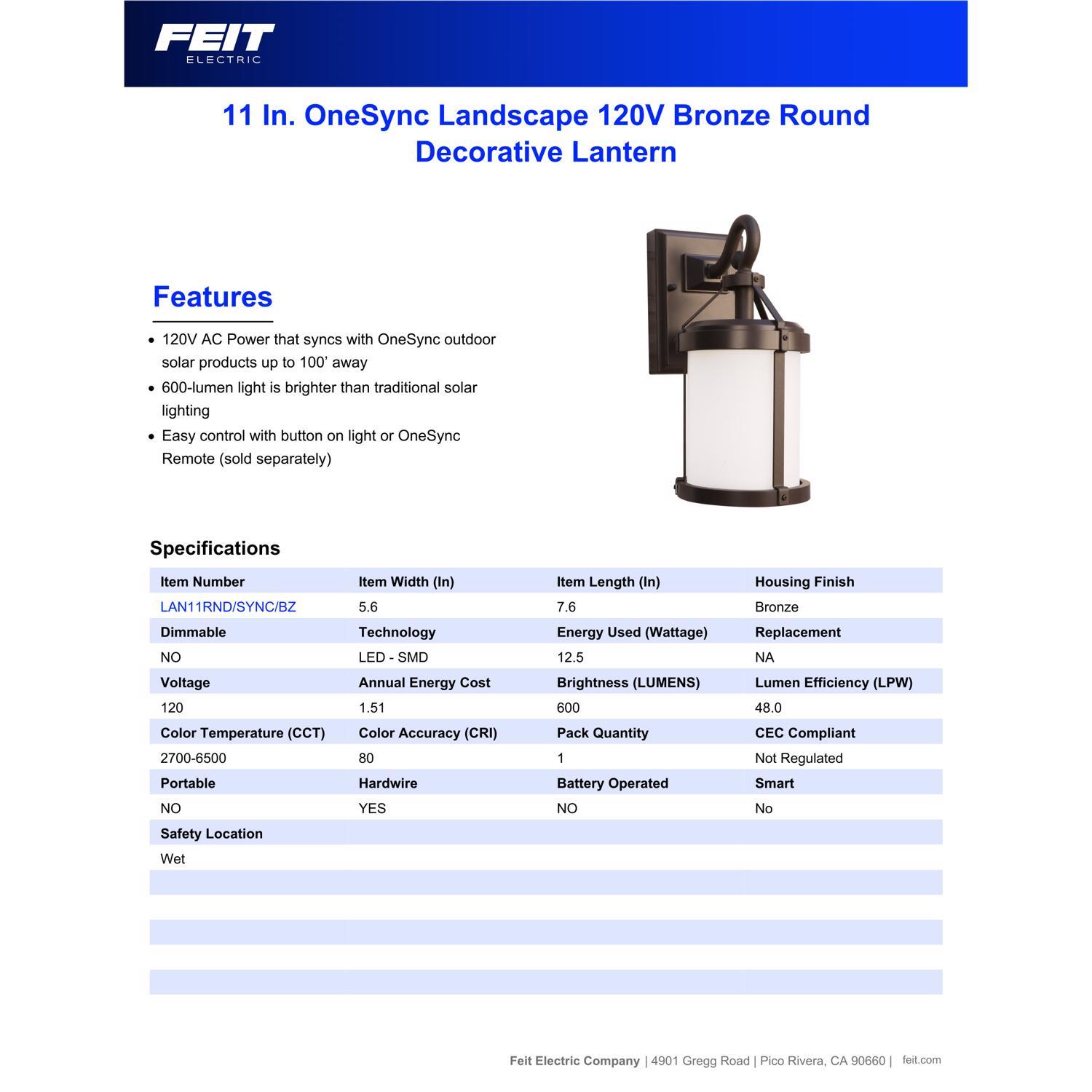 Feit Smart Home Bronze Dusk to Dawn LED Wall Lantern