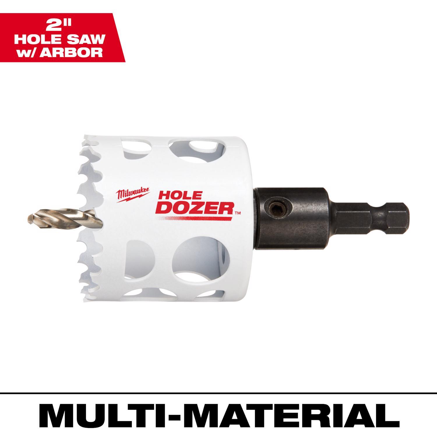 Milwaukee Hole Dozer 2 in. Bi-Metal 2.7 in. L X 1/4 in. D Hole Saw with Arbor and Pilot Bit Arbor In