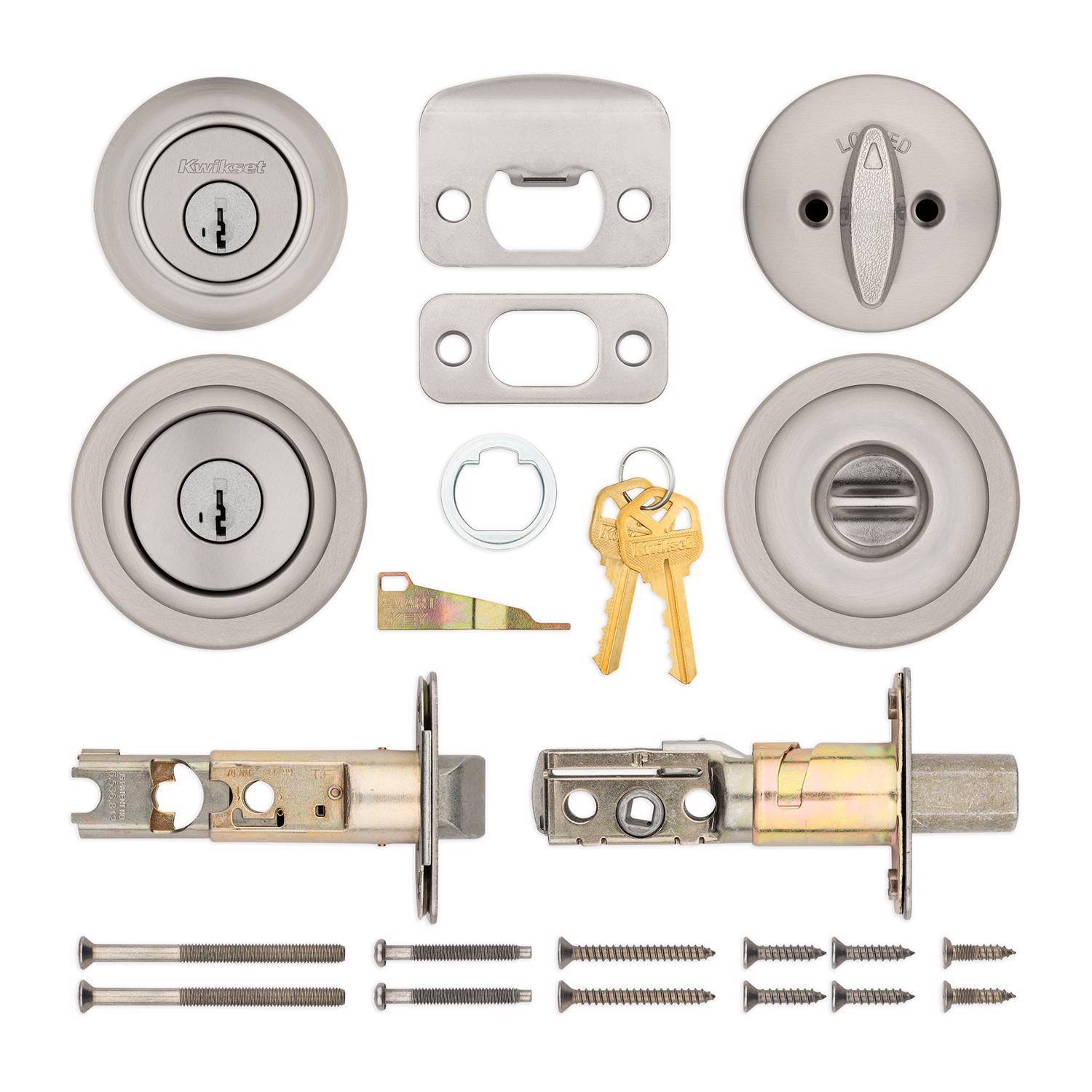 Kwikset Tylo Satin Nickel Entry Knob and Single Cylinder Deadbolt 1-3/4 in.