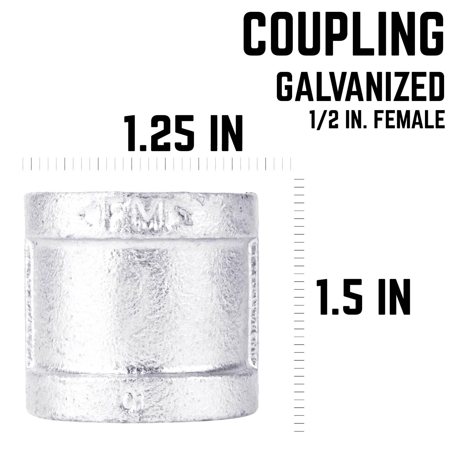 STZ Industries 1/2 in. FIP each X 1/2 in. D FIP Galvanized Malleable Iron Coupling