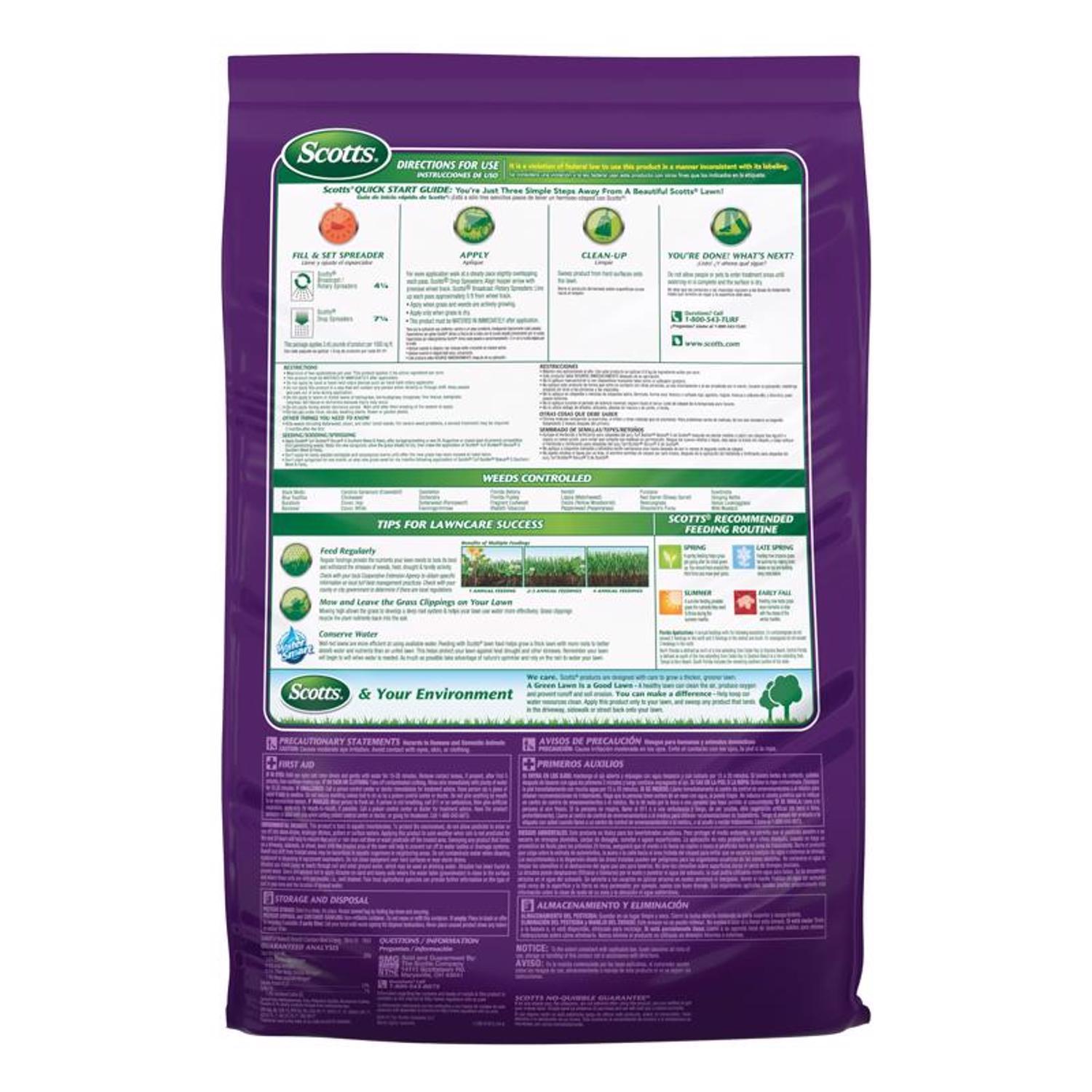 Scotts Turf Builder Bonus S Weed & Feed Southern Lawn Food For Multiple Grass Types 5000 sq ft