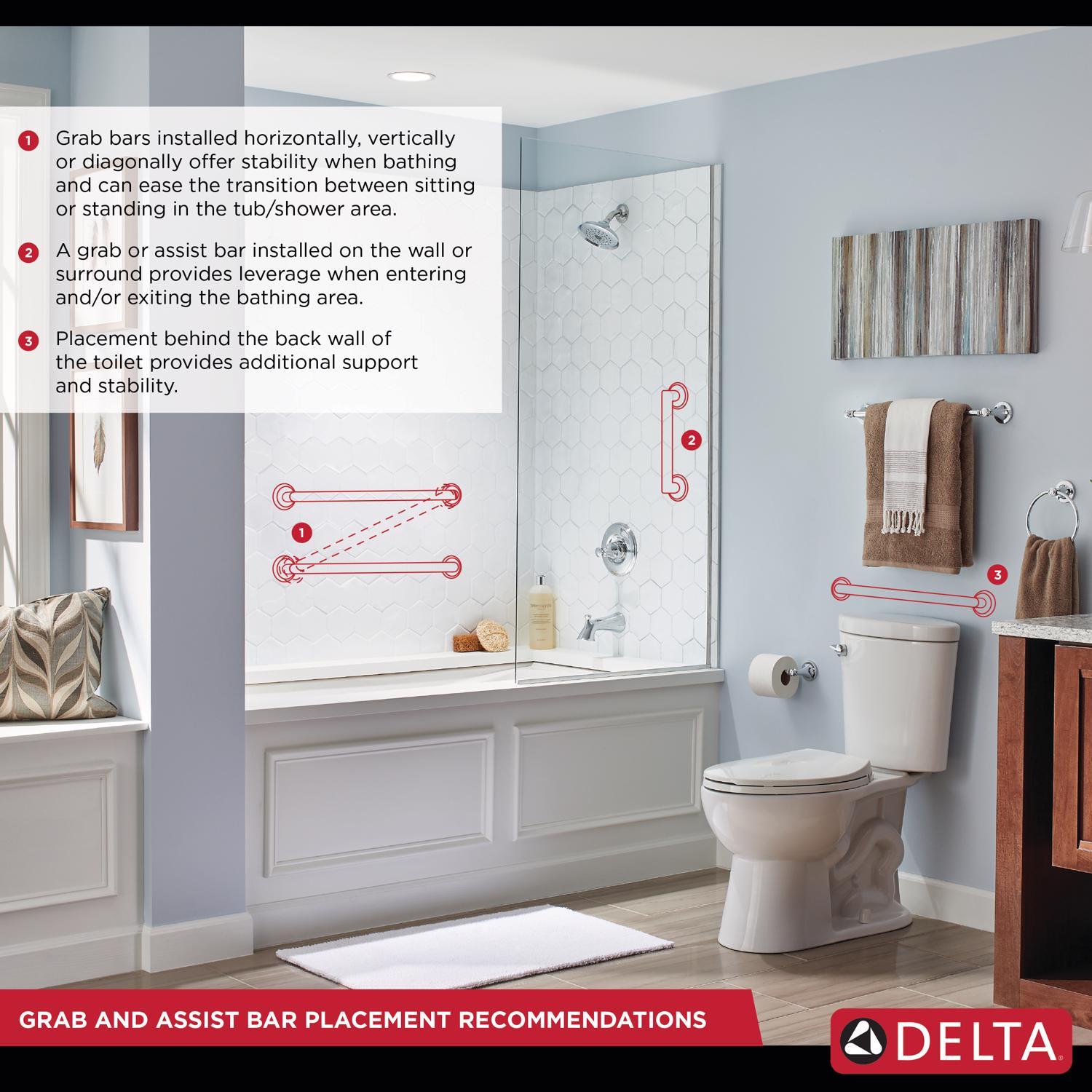 Delta 36 in. L ADA Compliant Peened Stainless Steel Grab Bar