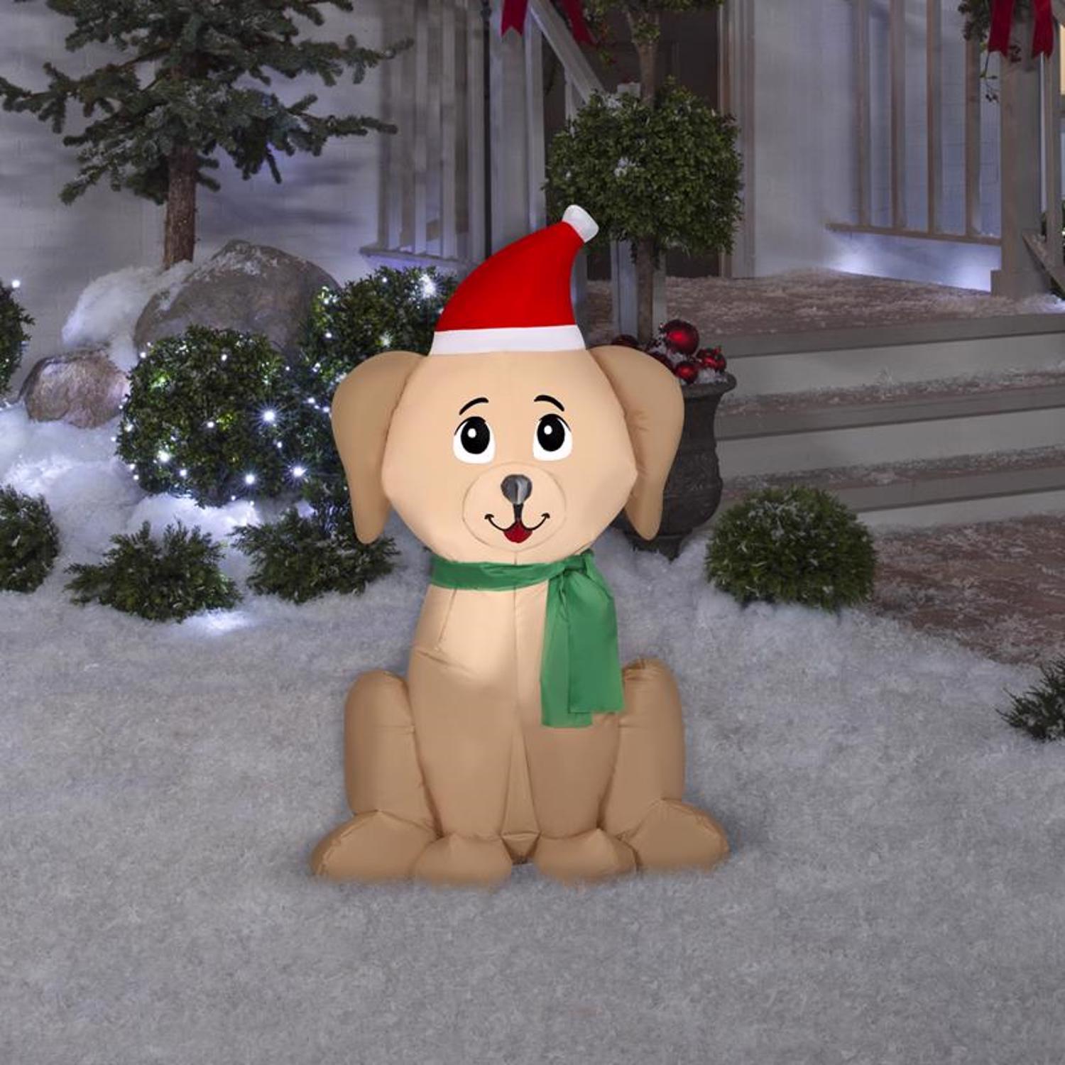 Gemmy Airblown Christmas Inflatable Golden Retriever 42 in. Inflatable
