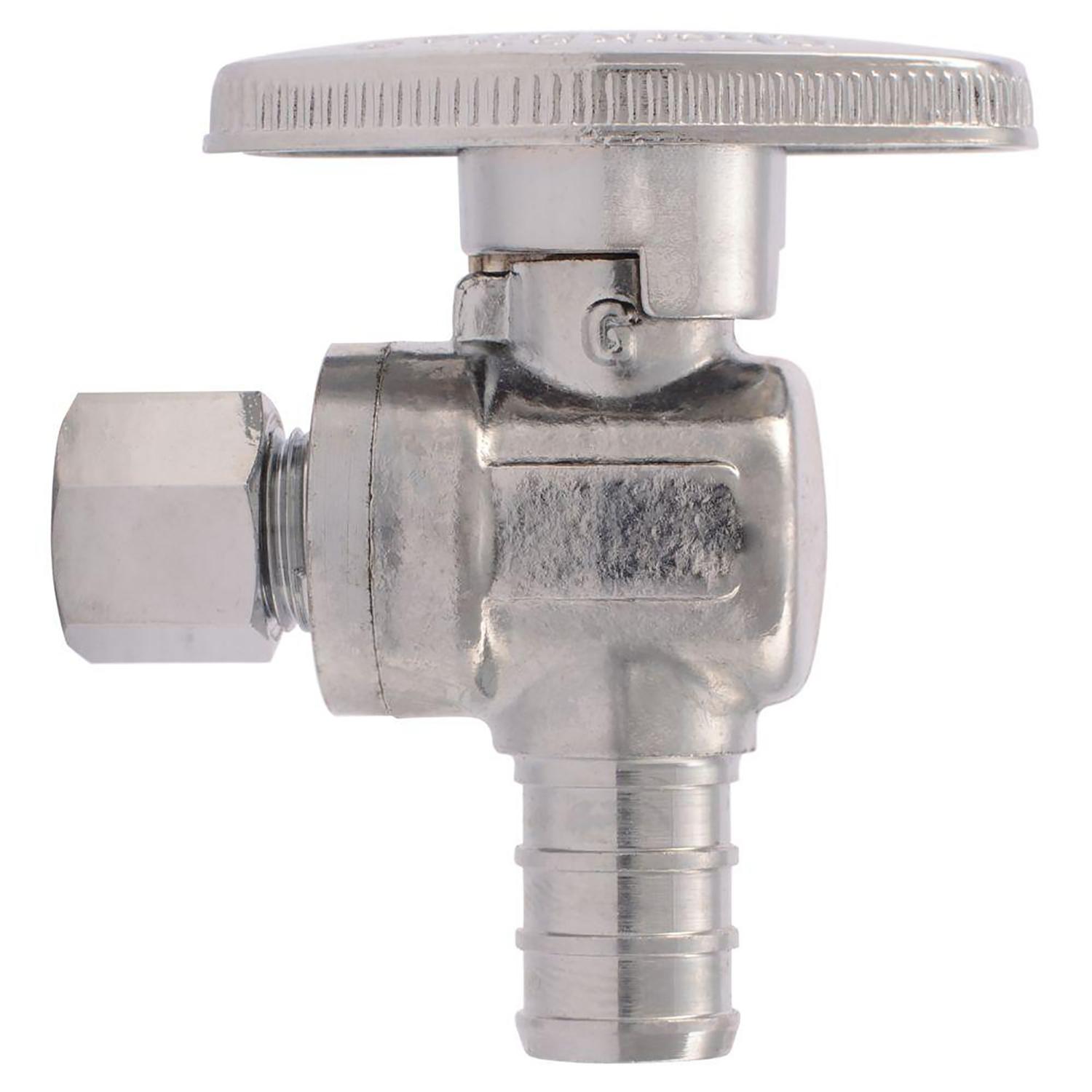 SharkBite 1/2 in. PEX Barb Compression Brass Quarter Turn Angle Stop Valve
