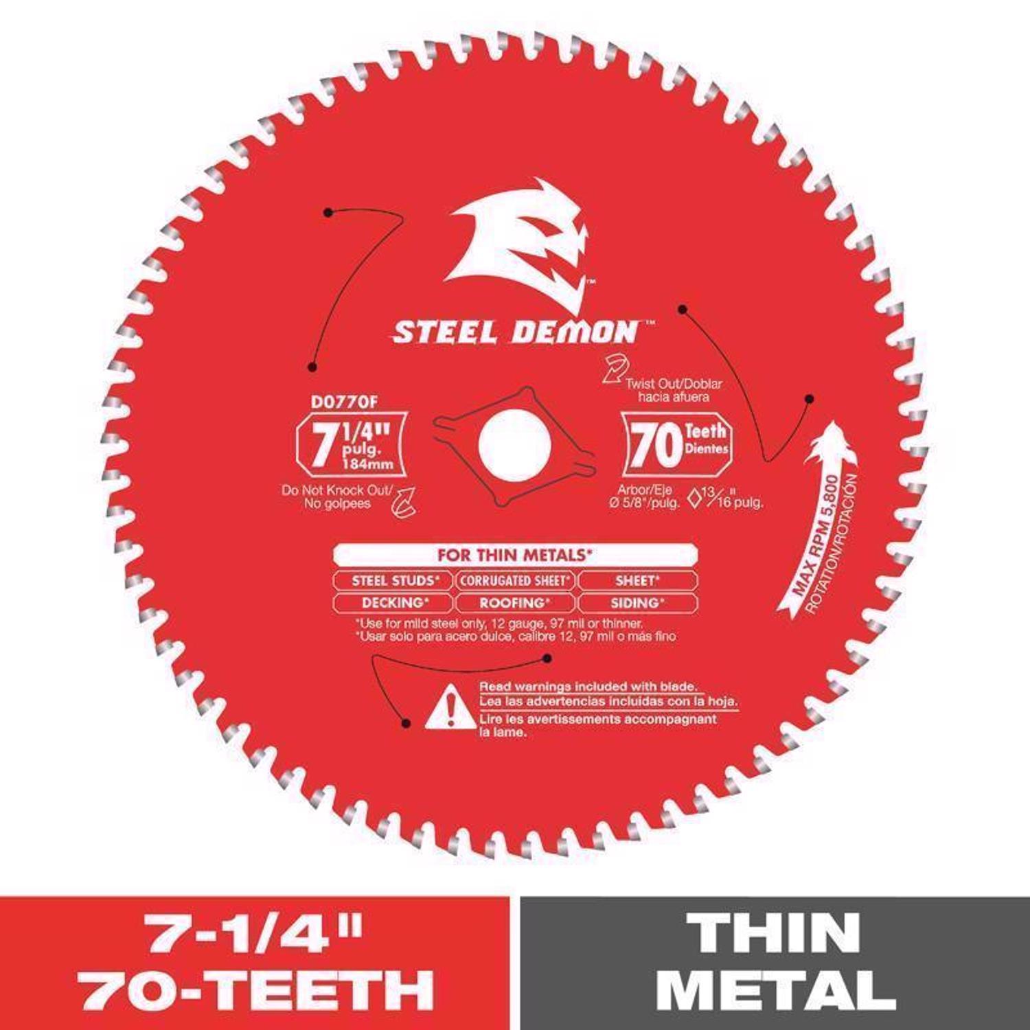 Diablo Steel Demon 7-1/4 in. D X 5/8 in. TiCo Hi-Density Carbide Circular Saw Blade 70 teeth 1 pk