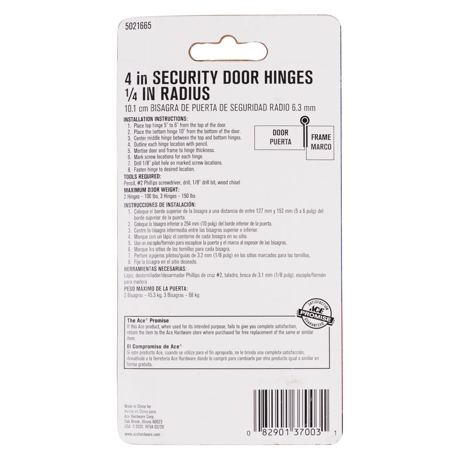Ace 4 in. L Oil Rubbed Bronze Residential Door Hinge 3 pk