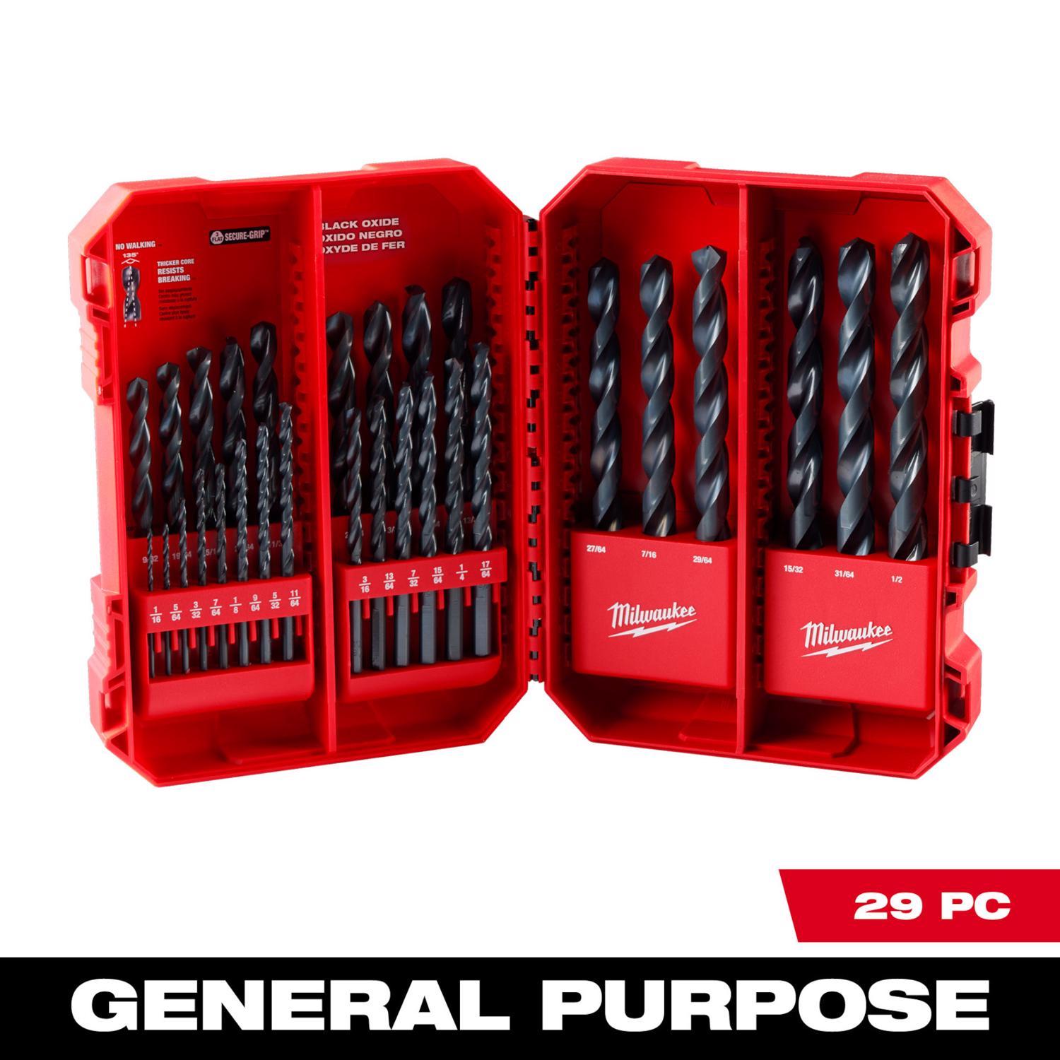 Milwaukee Thunderbolt Black Oxide Drill Bit Set 3-Flat Shank 29 pc