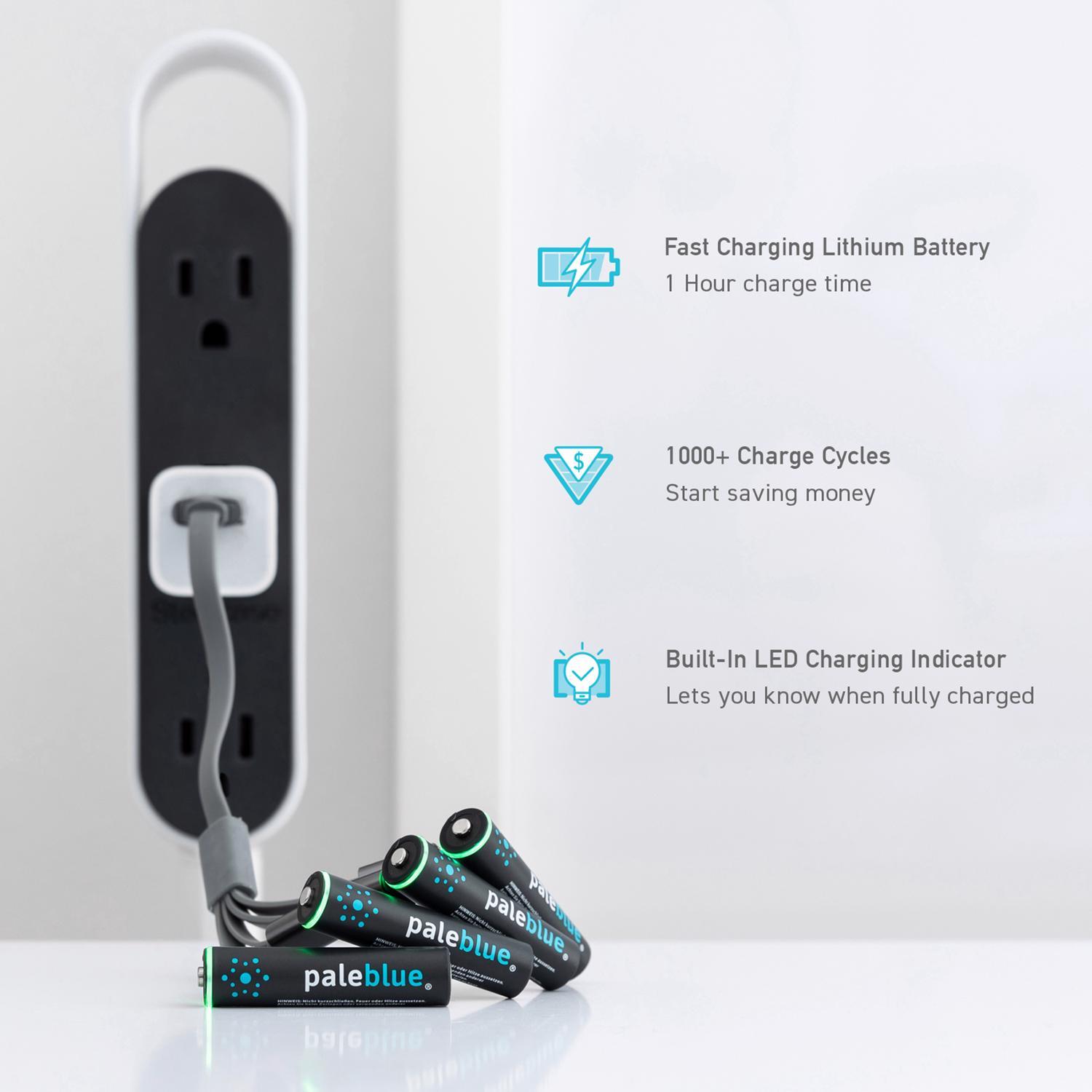 Pale Blue Earth AAA Lithium Batteries 4 Pack Carded