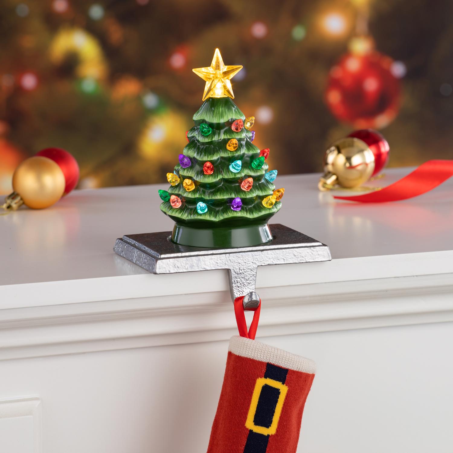 Mr. Christmas LED Green Vintage Tree Stocking Holder Indoor Christmas Decor 6 in.