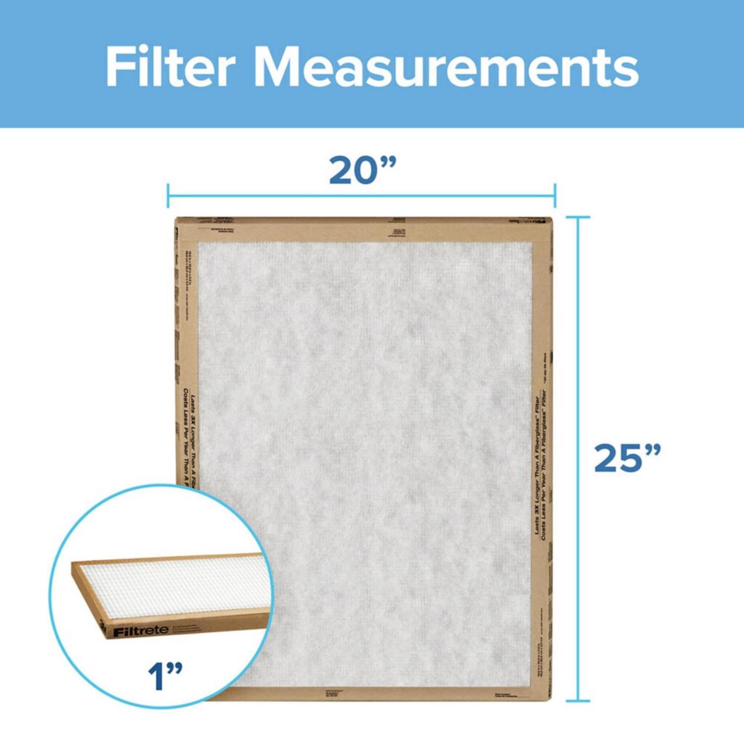 Filtrete 20 in. W X 25 in. H X 1 in. D Synthetic 2 MERV Flat Panel Filter 2 pk