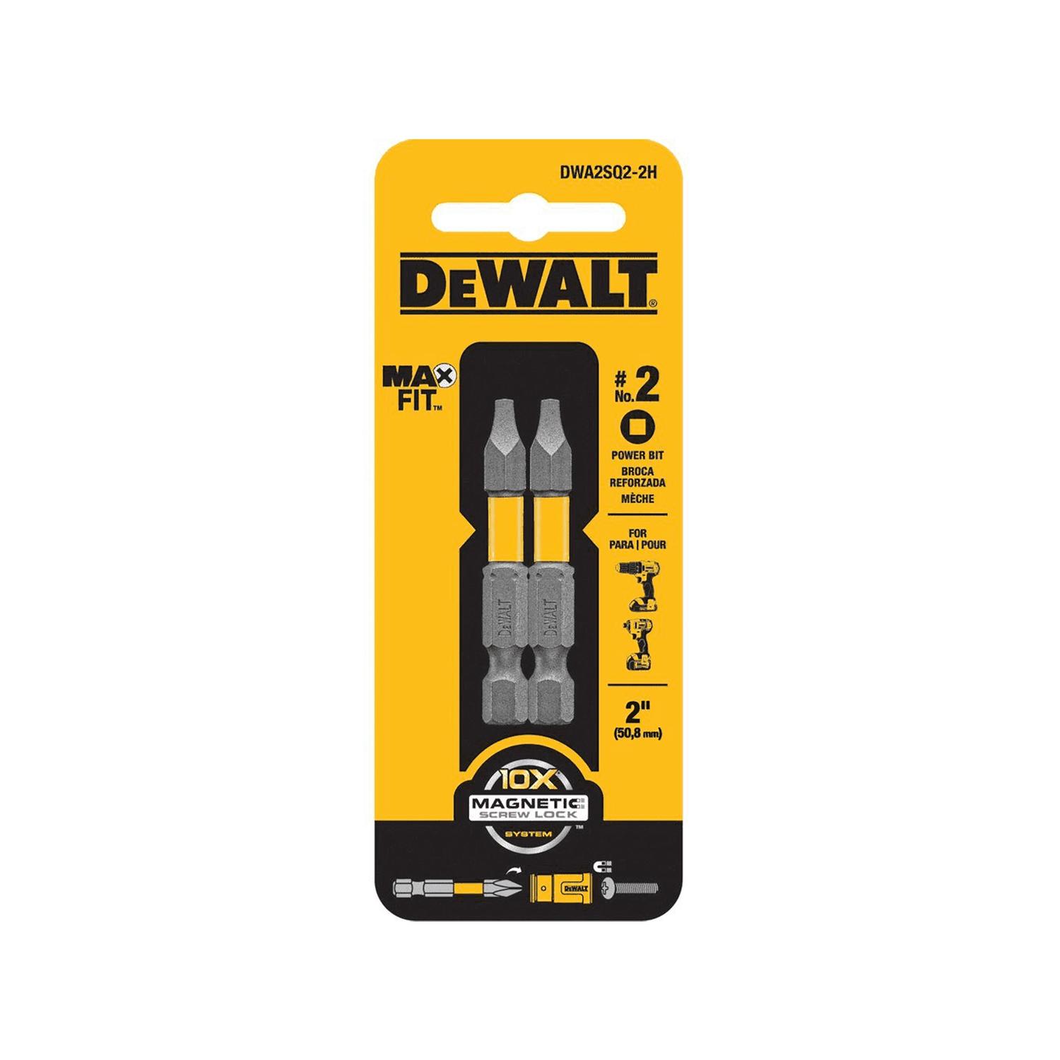 DeWalt Max Fit Square #2 X 2 in. L Power Bit S2 Tool Steel 2 pc