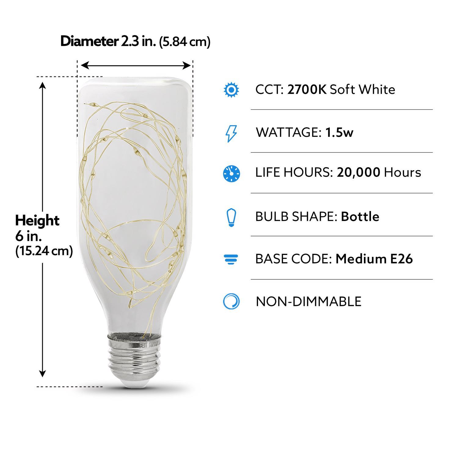 Feit Bottle E26 (Medium) LED Bulb Soft White 1.5 Watt Equivalence 1 pk