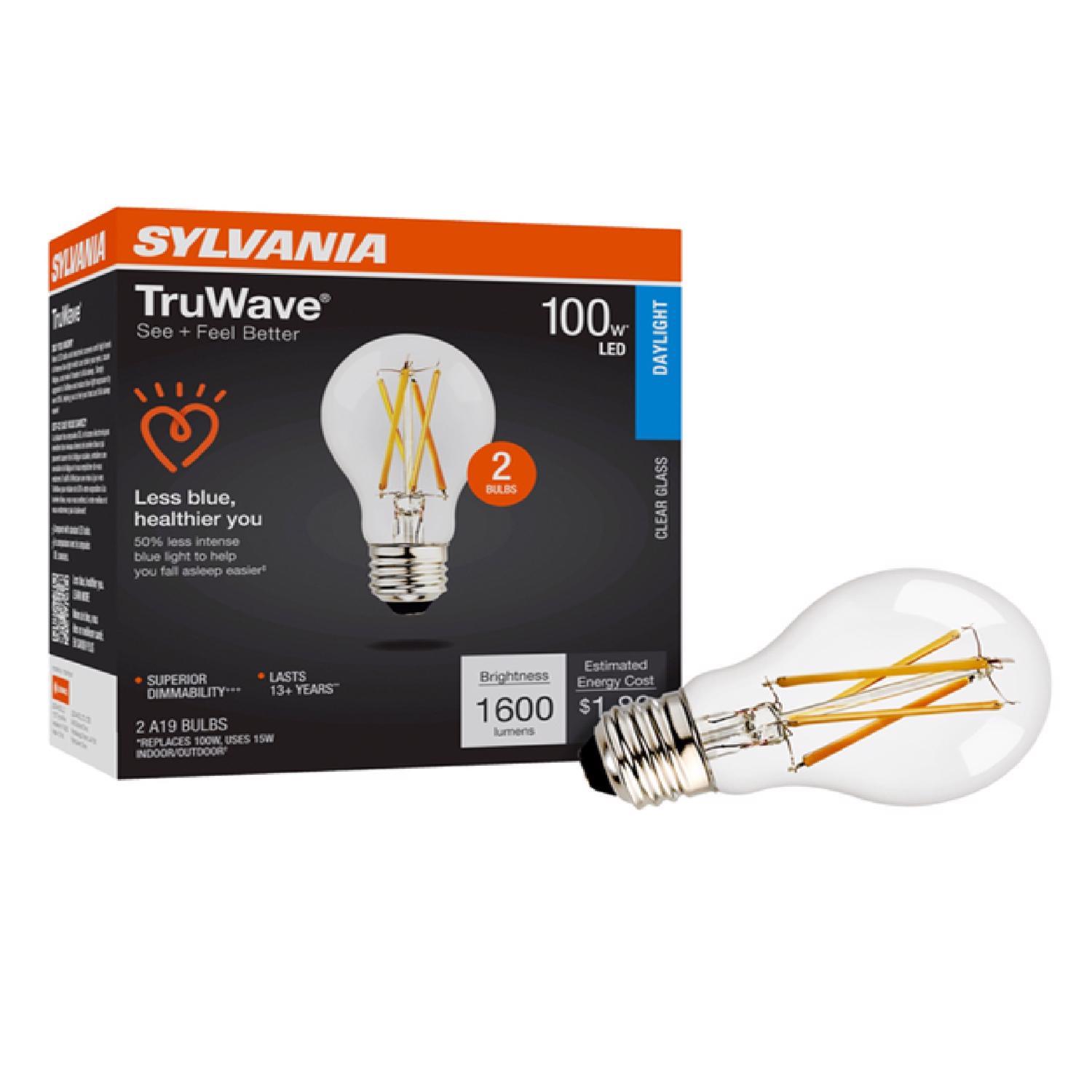 Sylvania TruWave A21 E26 (Medium) LED Bulb Daylight 100 Watt Equivalence 2 pk