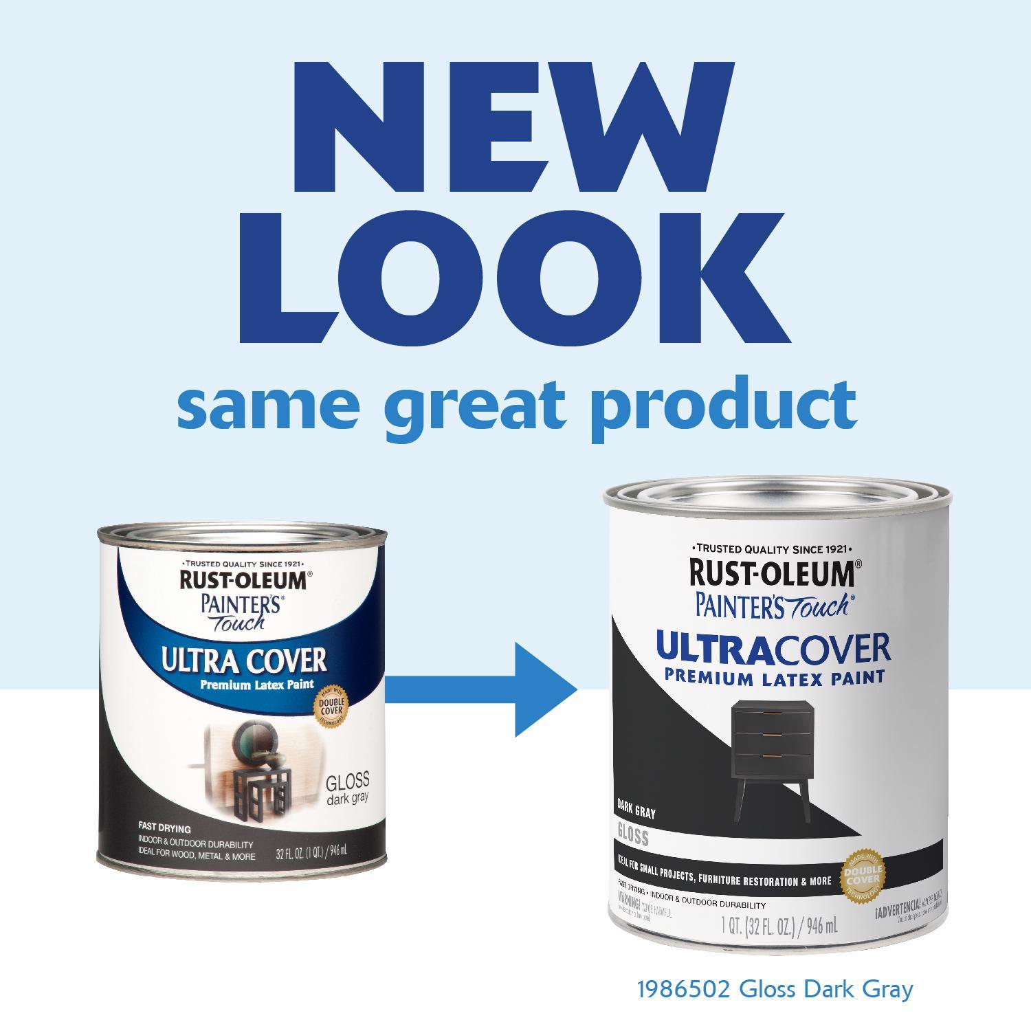 Rust-Oleum Painters Touch Ultra Cover Gloss Dark Gray Water-Based Acrylic Ultra Cover Paint 1 qt