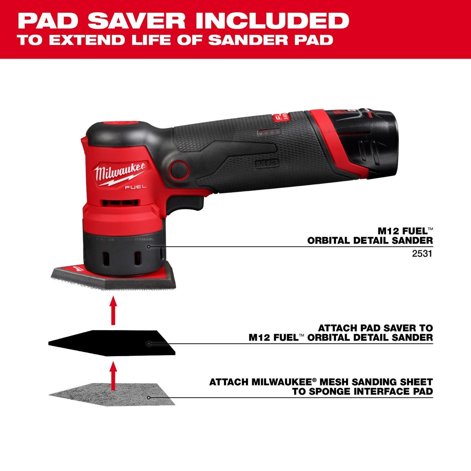 Milwaukee M12 3.75 in. L X 3.625 in. W Aluminum Oxide 180 Grit Sanding Sheet