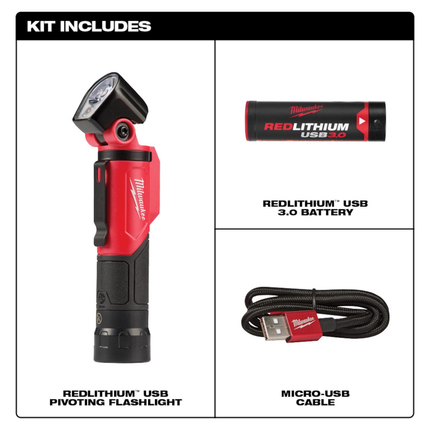 Milwaukee 500 lm Black/Red LED Rechargeable Rechargeable Flashlight