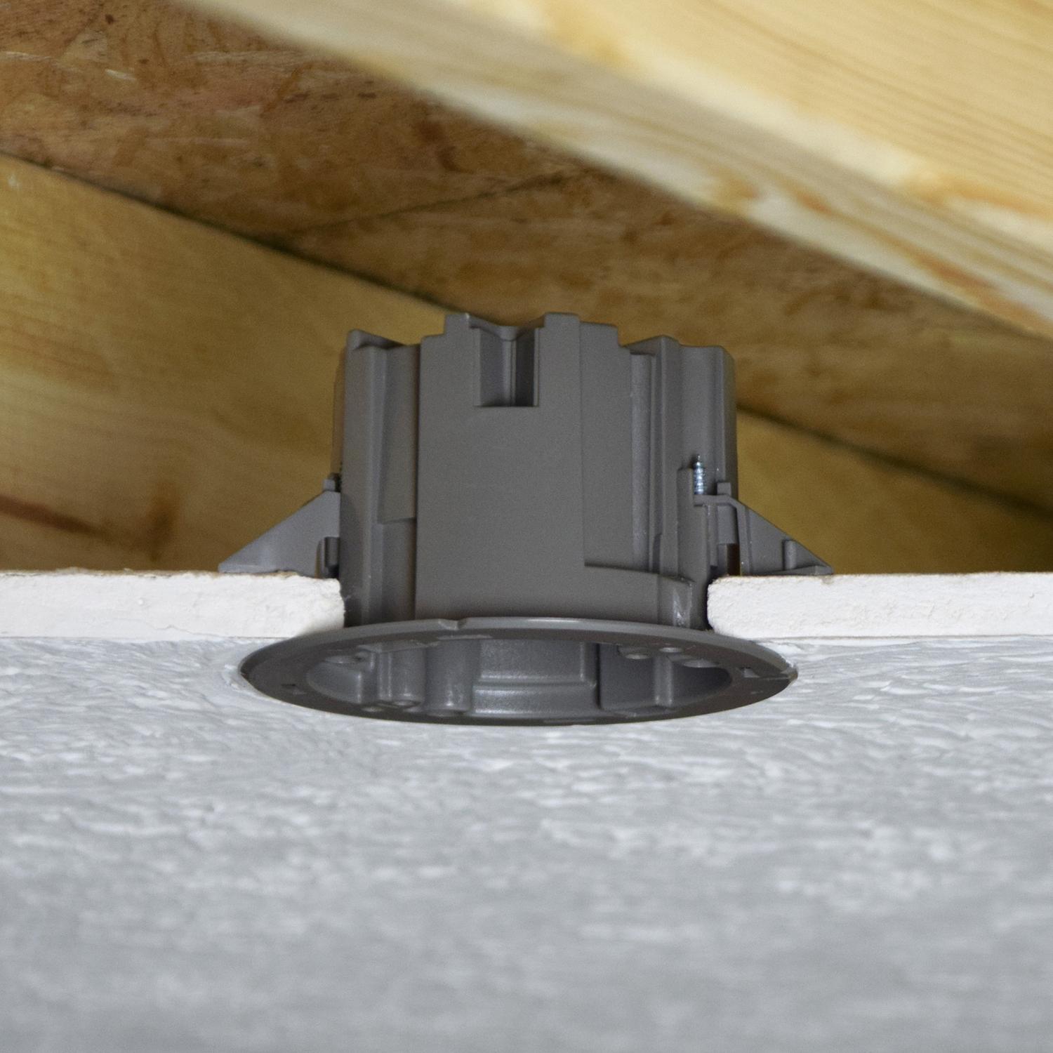 Madison Electric Smart Box New and Old Work Round PVC 1 gang Ceiling Box Gray