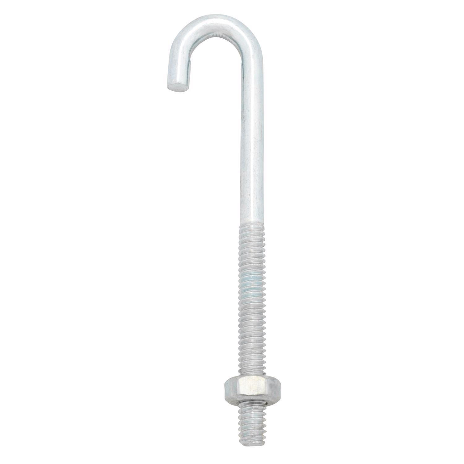 Hampton Small Zinc-Plated Silver Zinc 0.6875 in. L J-Bolt 125 lb 1 pk