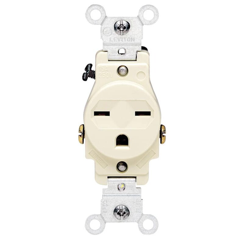 Leviton 15 amps 250 V Single Ivory Outlet 6-15R 1 pk