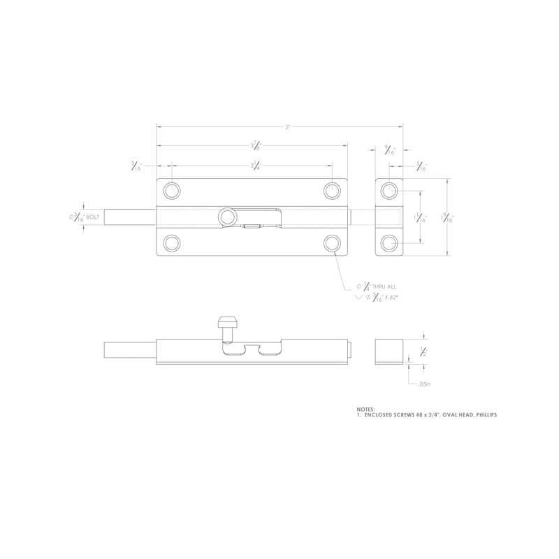 Ace 5 in. L Zinc-Plated Steel Barrel Bolt 1 pk